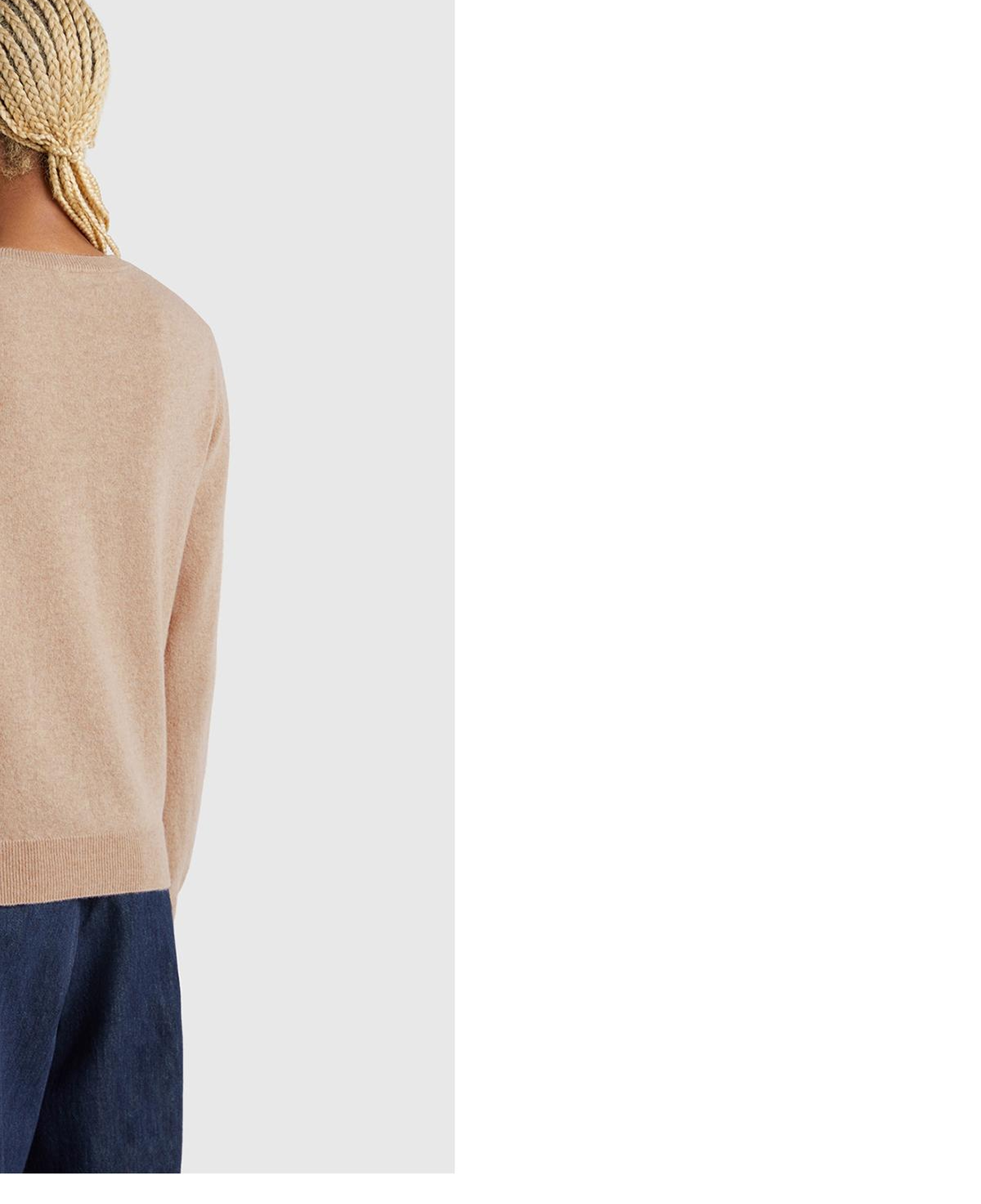 Kadın Ekru %100 Merino Bisiklet Yaka Kazak