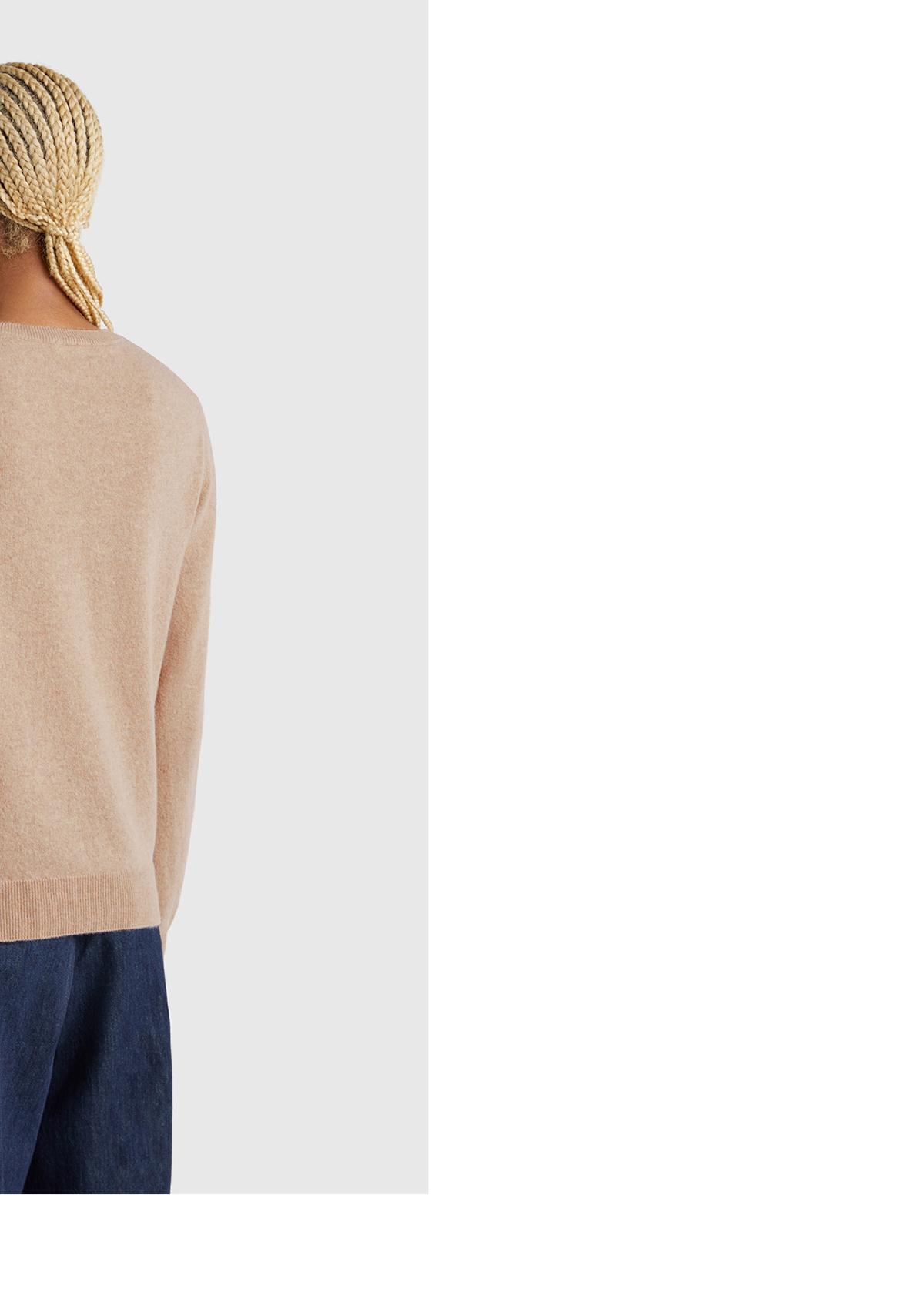 Kadın Ekru %100 Merino Bisiklet Yaka Kazak