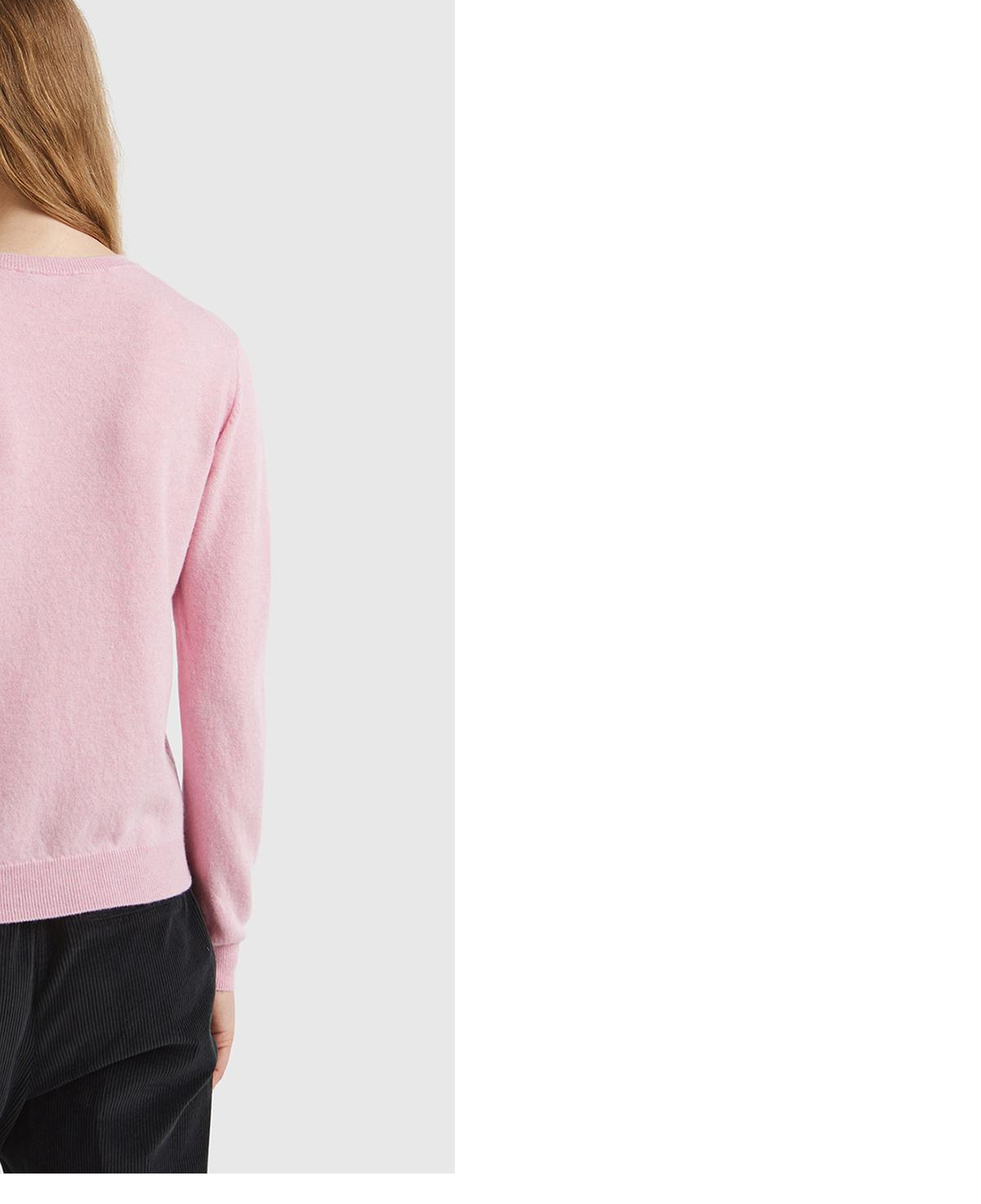 Kadın Açık Pembe %100 Merino Bisiklet Yaka Kazak