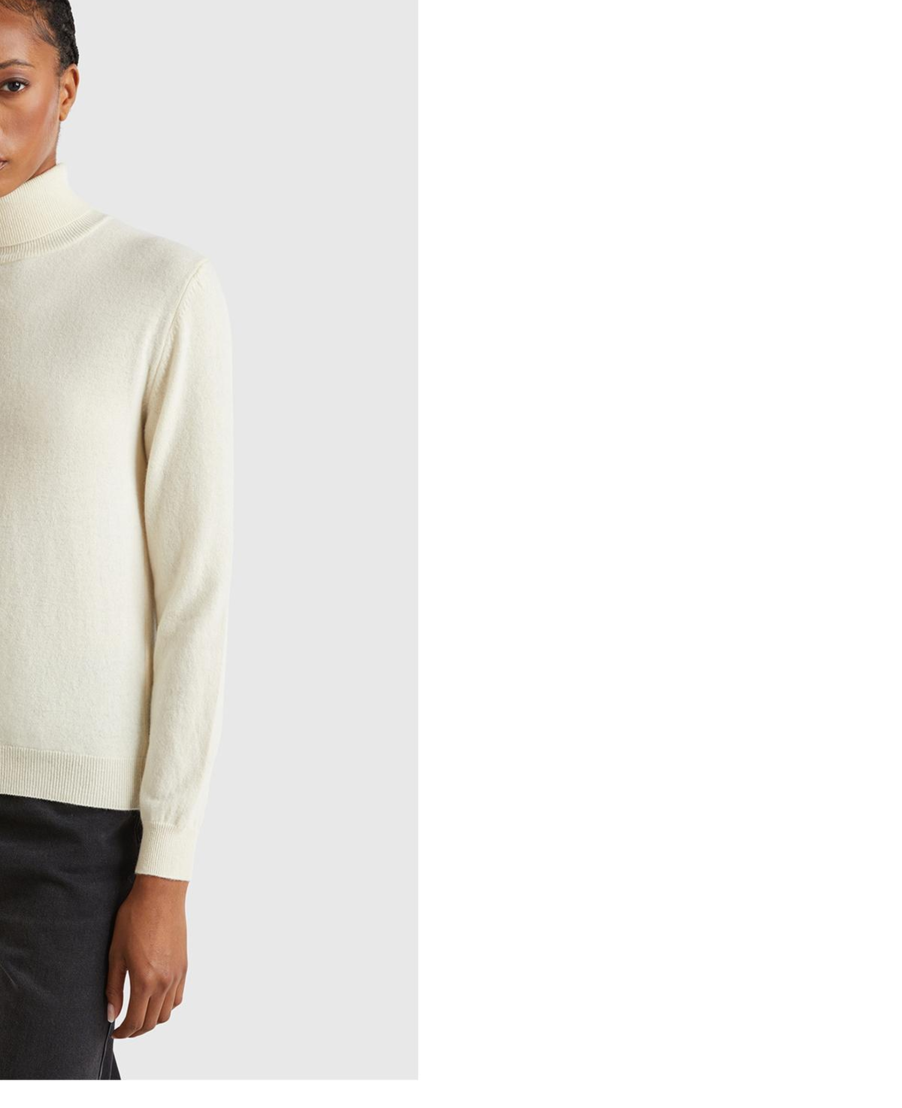 Kadın Krem %100 Merino Dik Yaka  Kazak