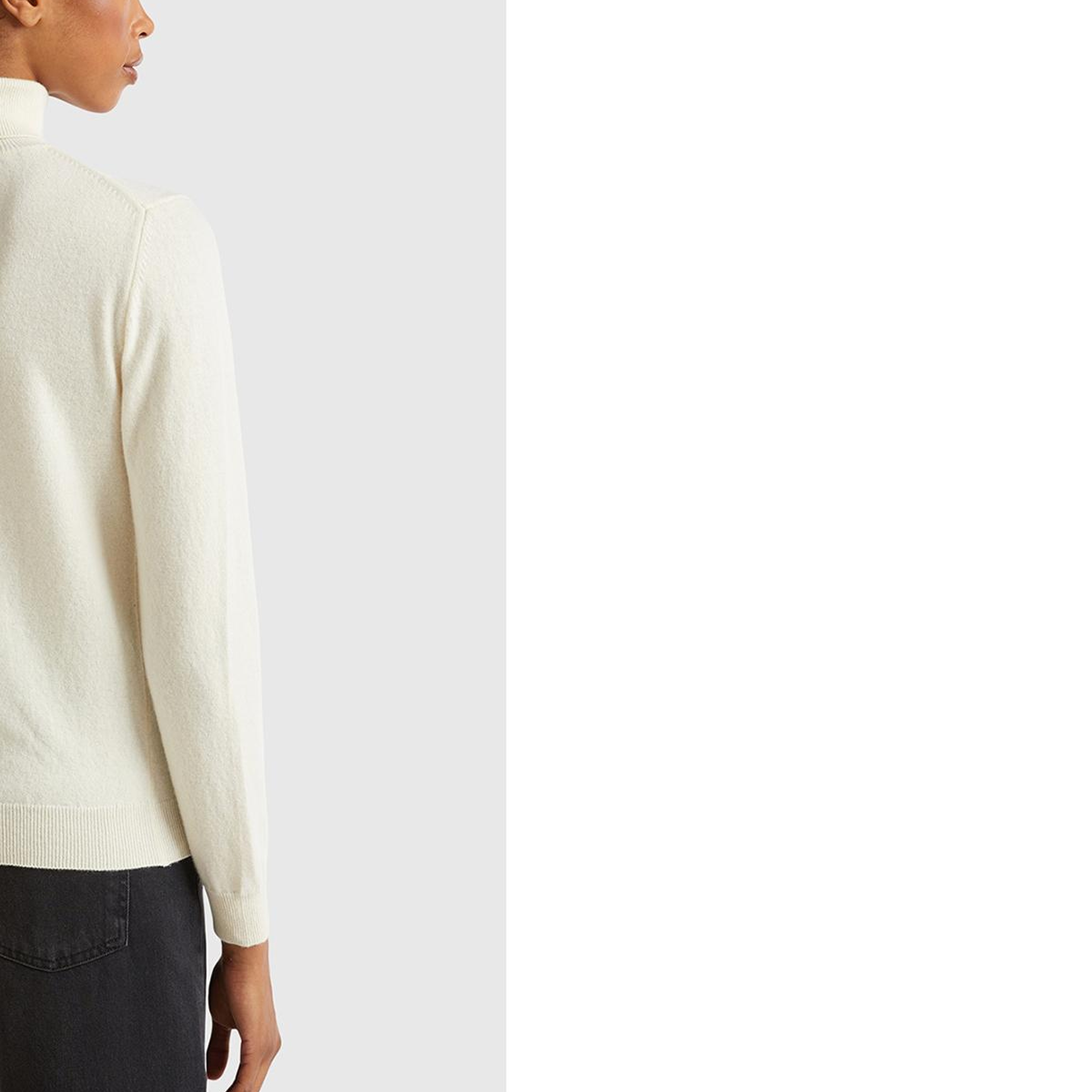 Kadın Krem %100 Merino Dik Yaka  Kazak