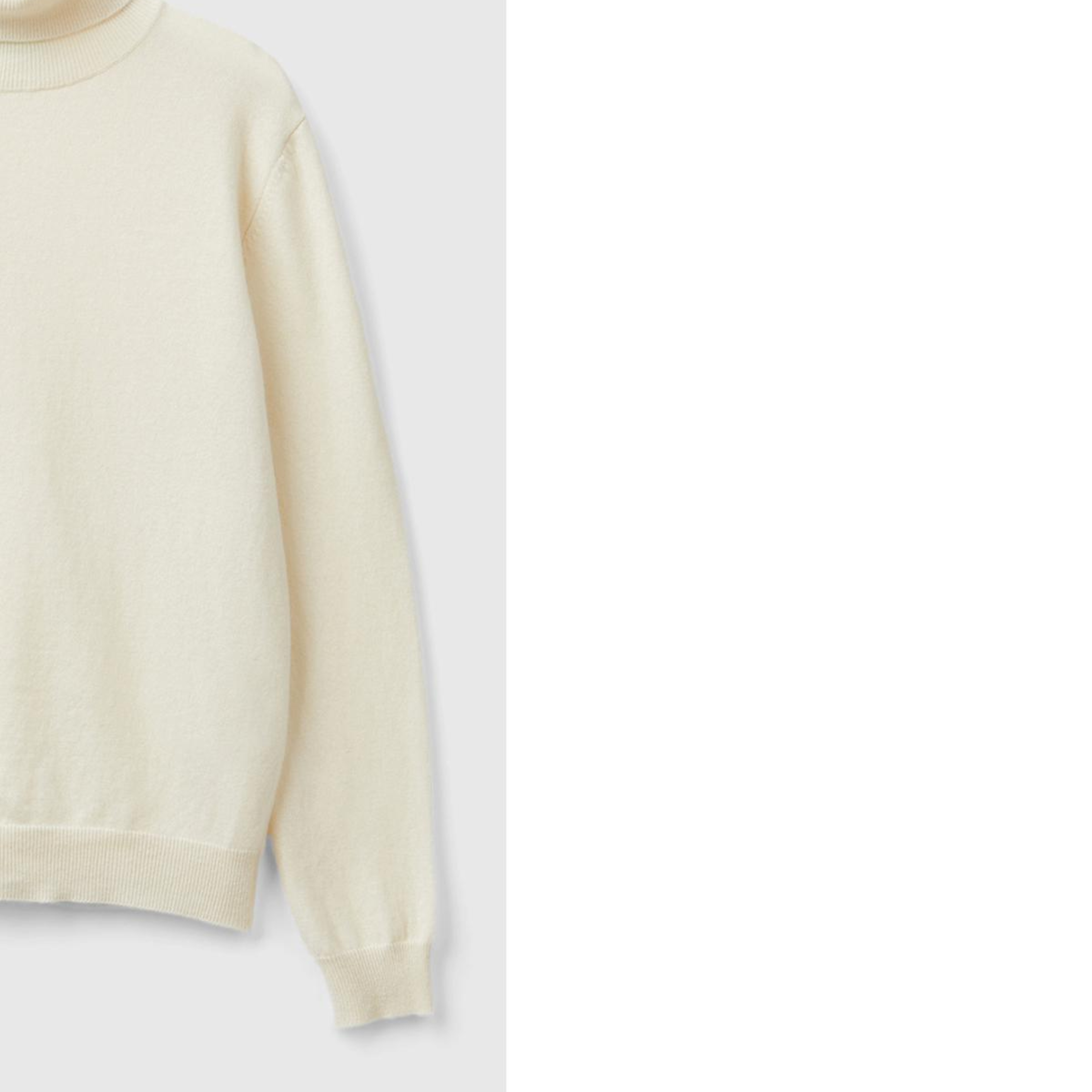 Kadın Krem %100 Merino Dik Yaka  Kazak