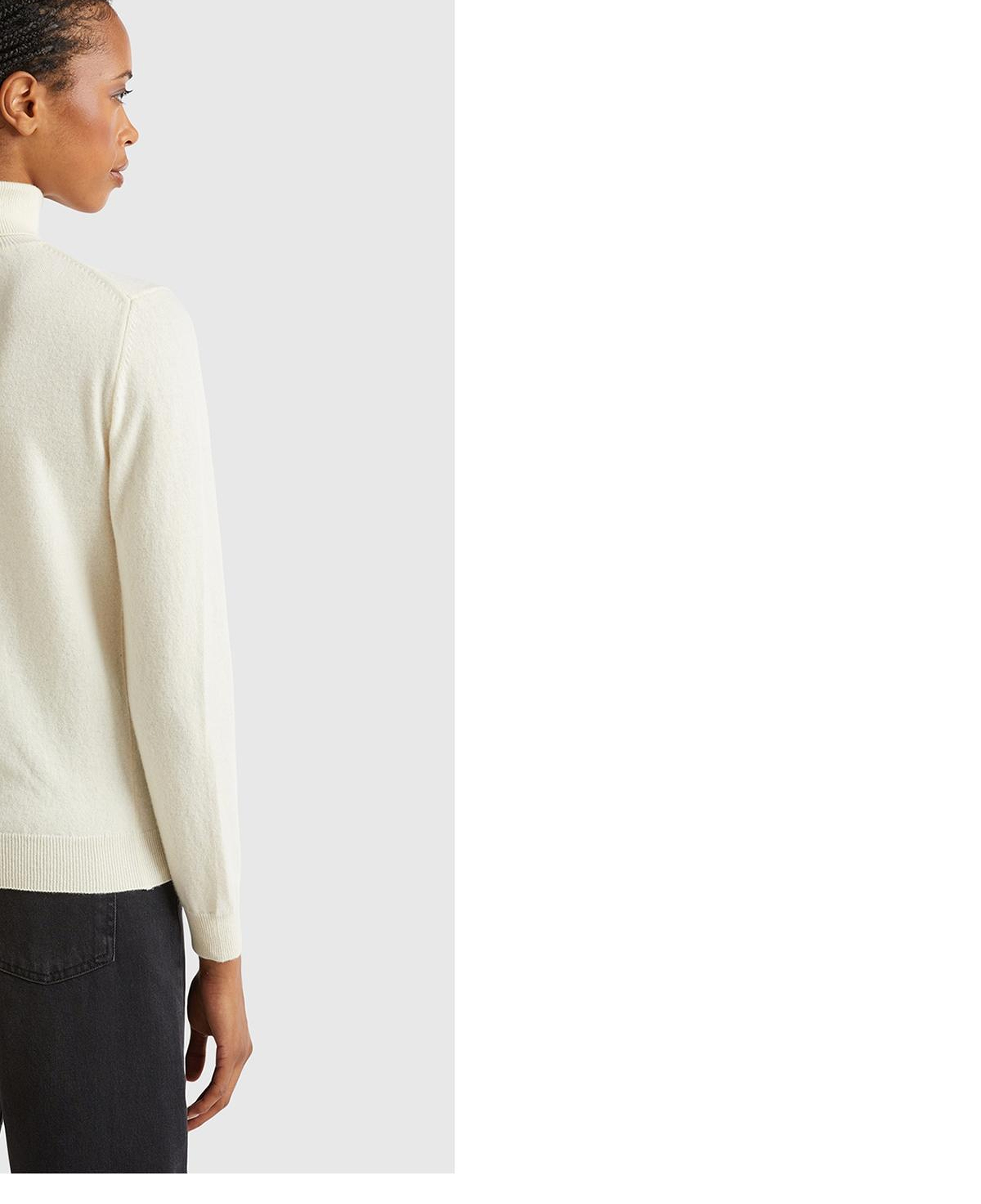 Kadın Krem %100 Merino Dik Yaka  Kazak