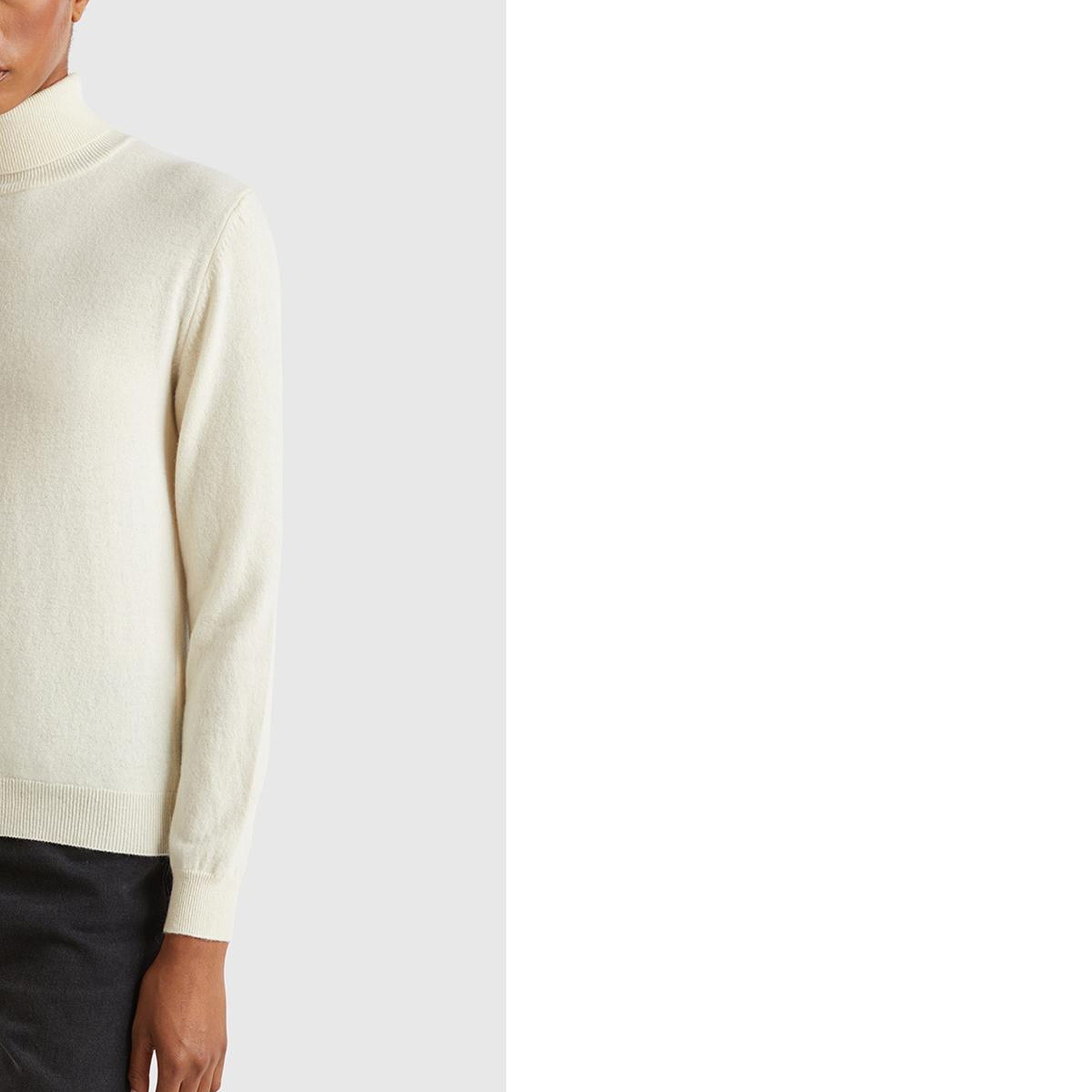 Kadın Krem %100 Merino Dik Yaka  Kazak