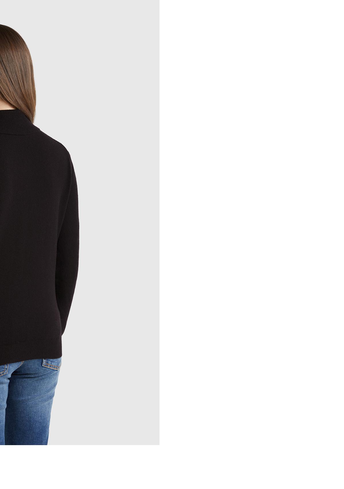 Kadın Siyah %100 Merino Dik Yaka  Kazak