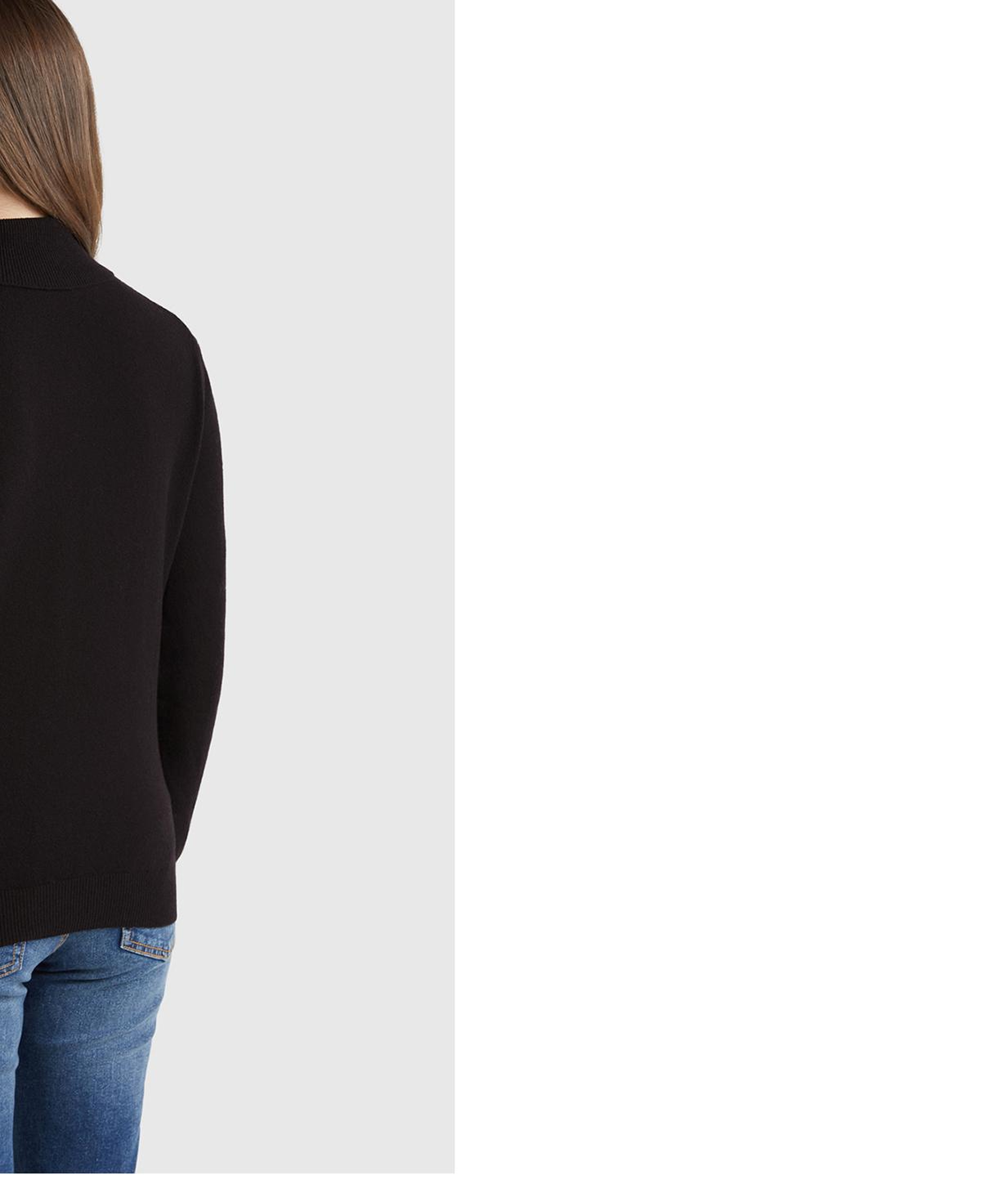 Kadın Siyah %100 Merino Dik Yaka  Kazak