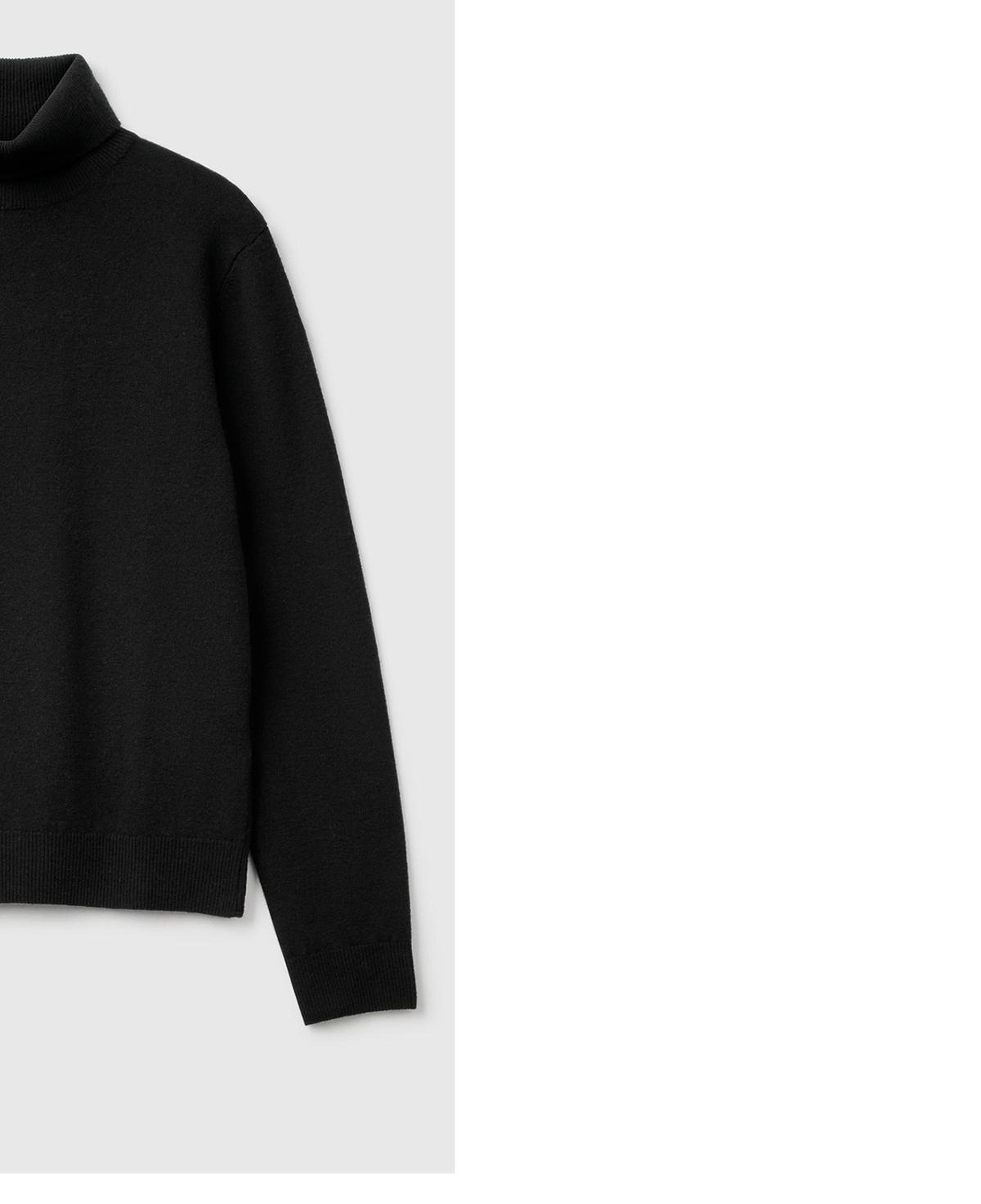 Kadın Siyah %100 Merino Dik Yaka  Kazak