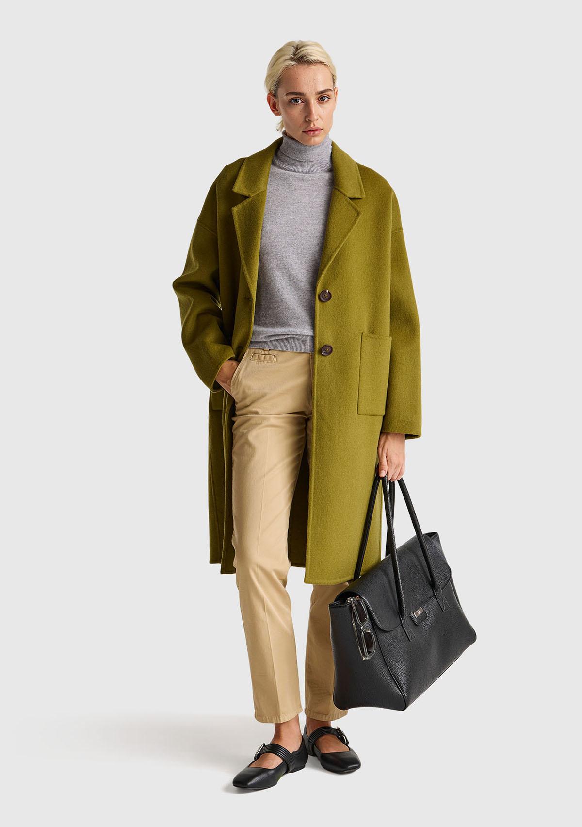 Kadın Gri Melanj %100 Merino Dik Yaka  Kazak