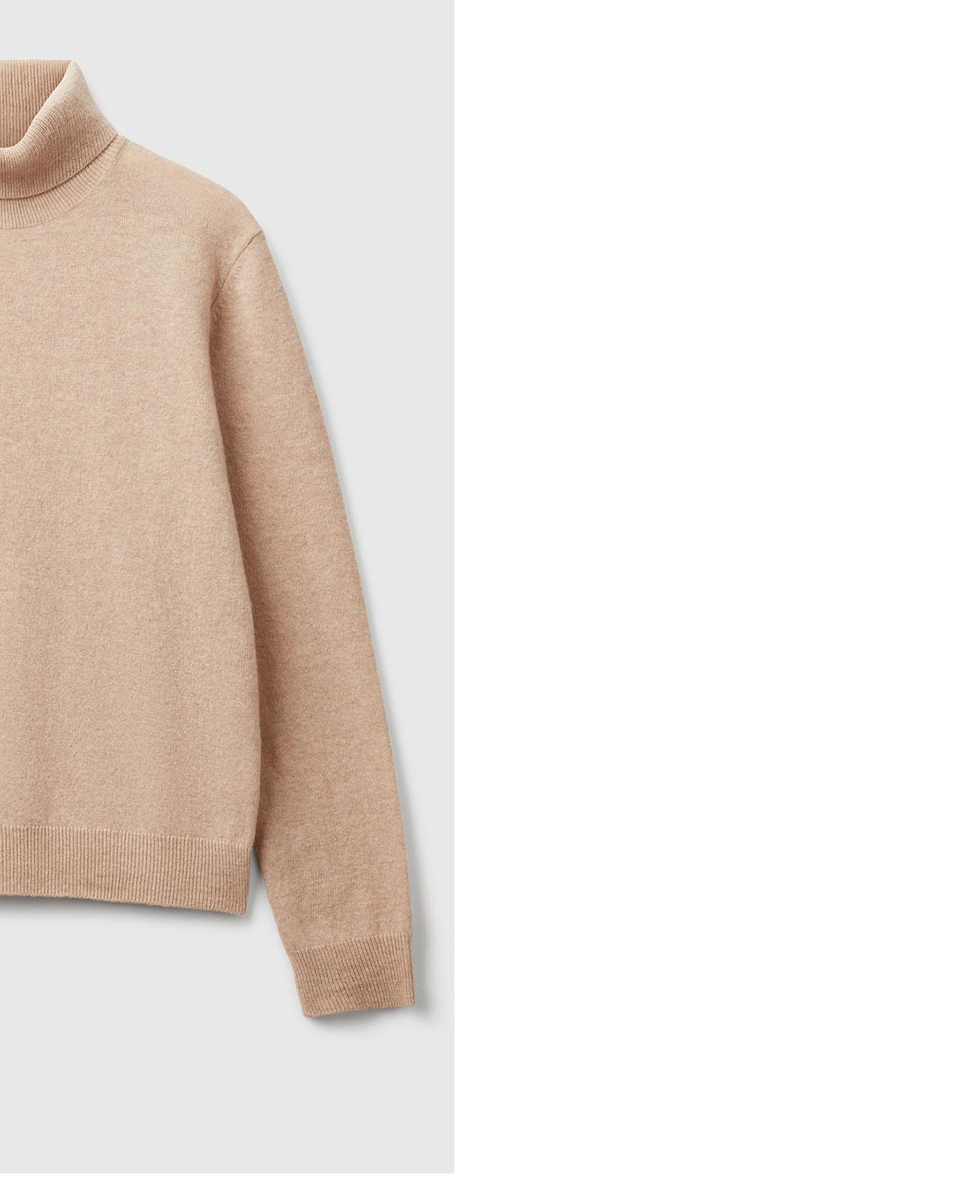 Kadın Ekru %100 Merino Dik Yaka  Kazak