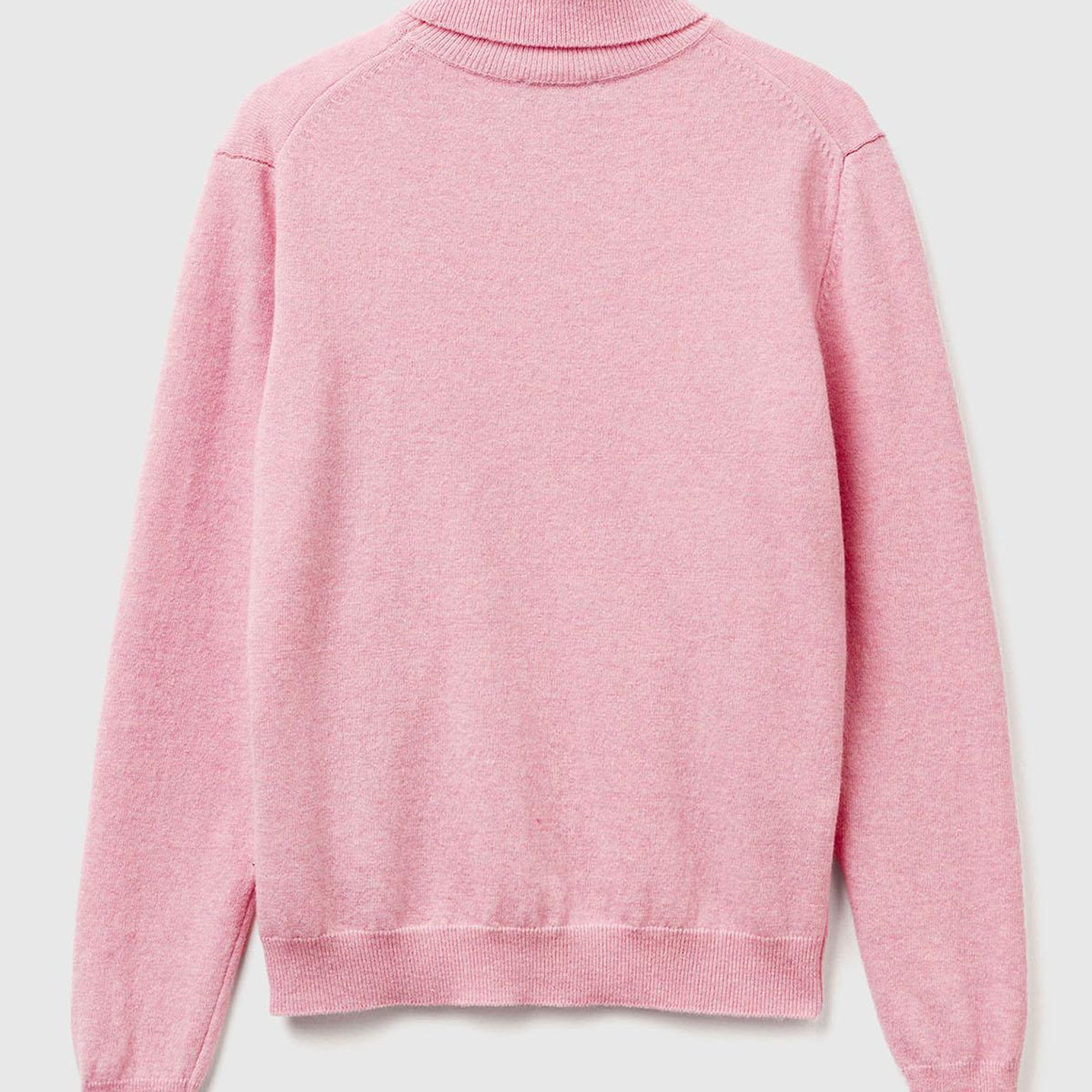 Kadın Pembe %100 Merino Dik Yaka  Kazak