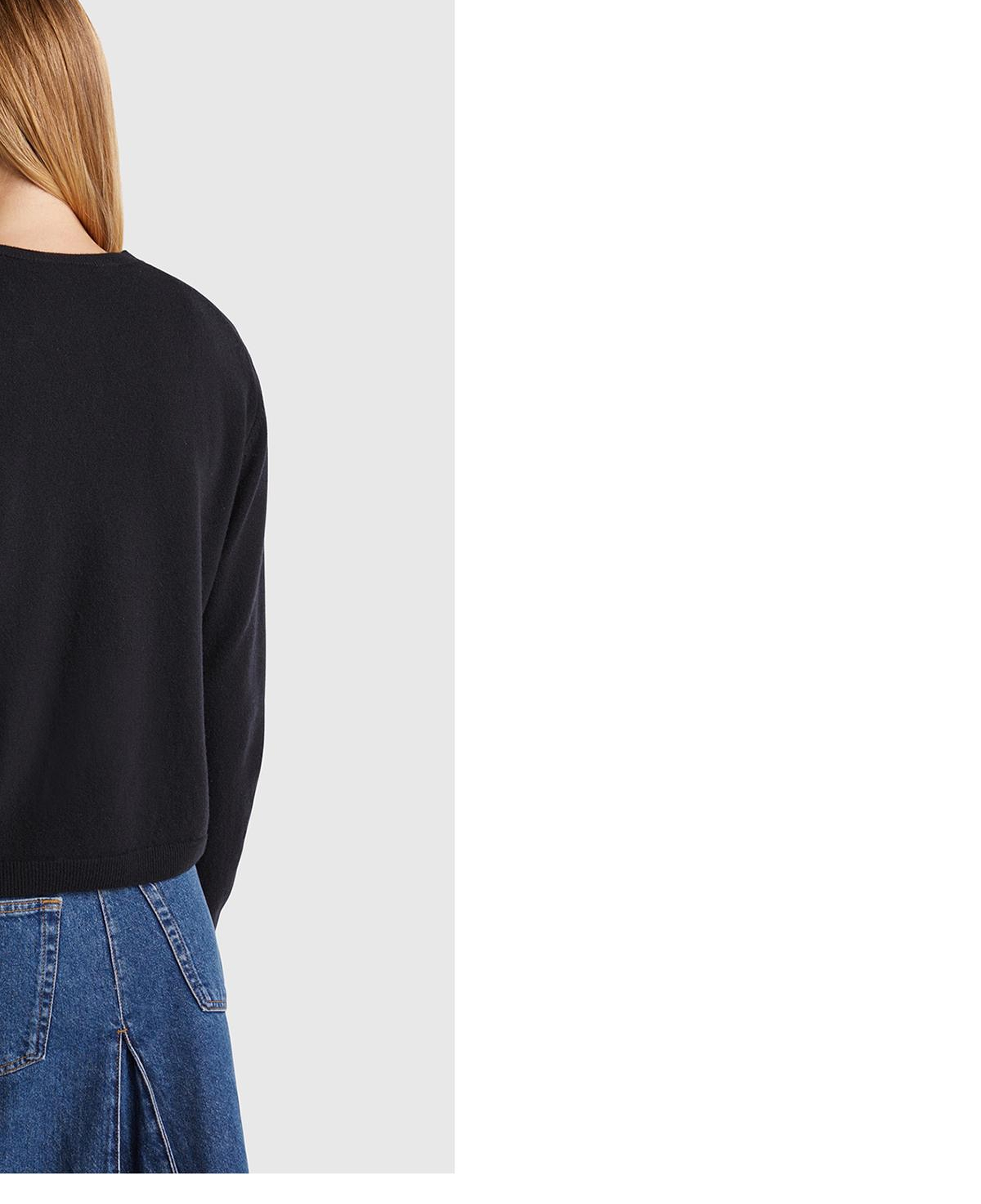 Kadın Siyah %100 Merino Bisiklet Yaka İnci Düğmeli  Hırka