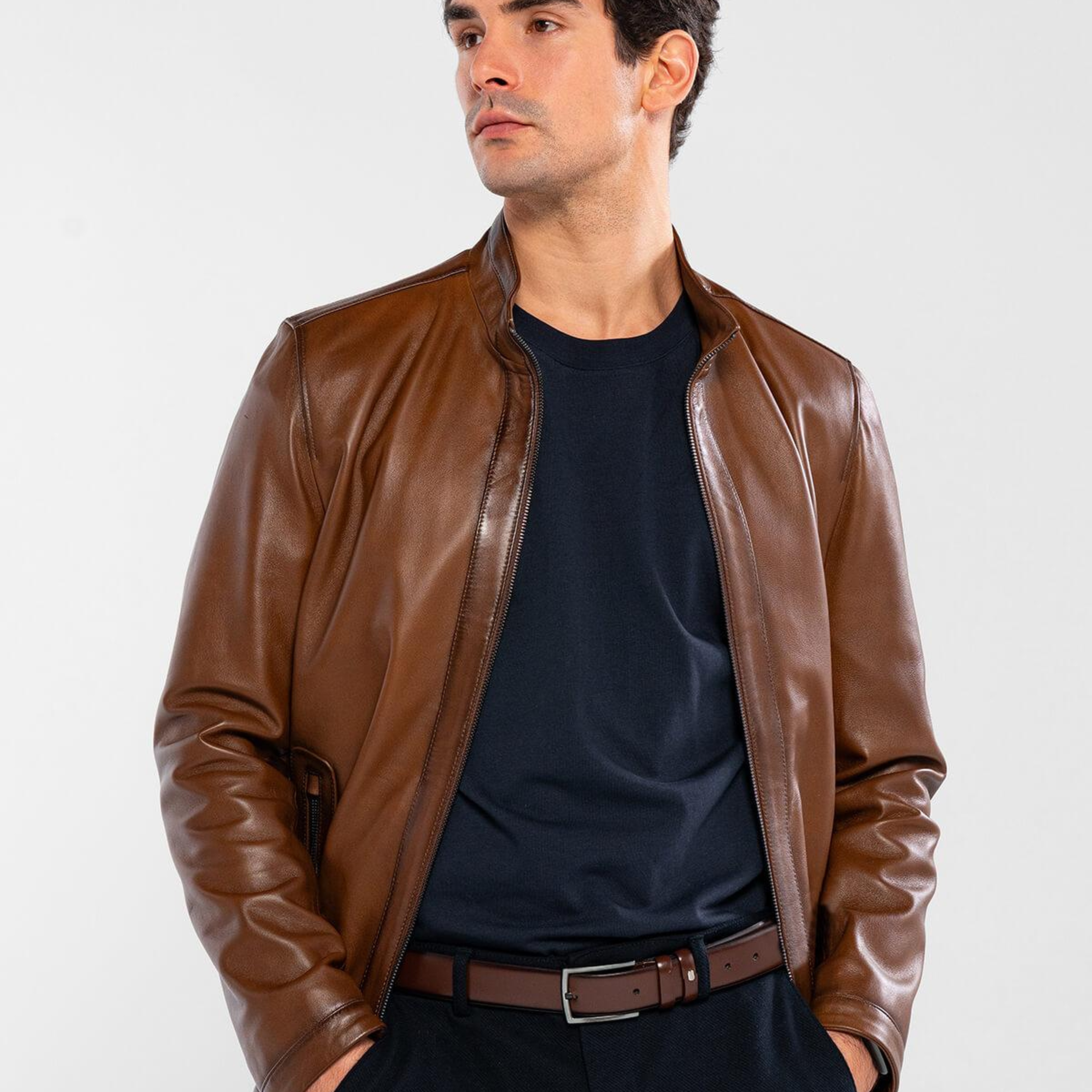 Tamer Tanca Erkek Hakiki Deri Kestane Deri Mont