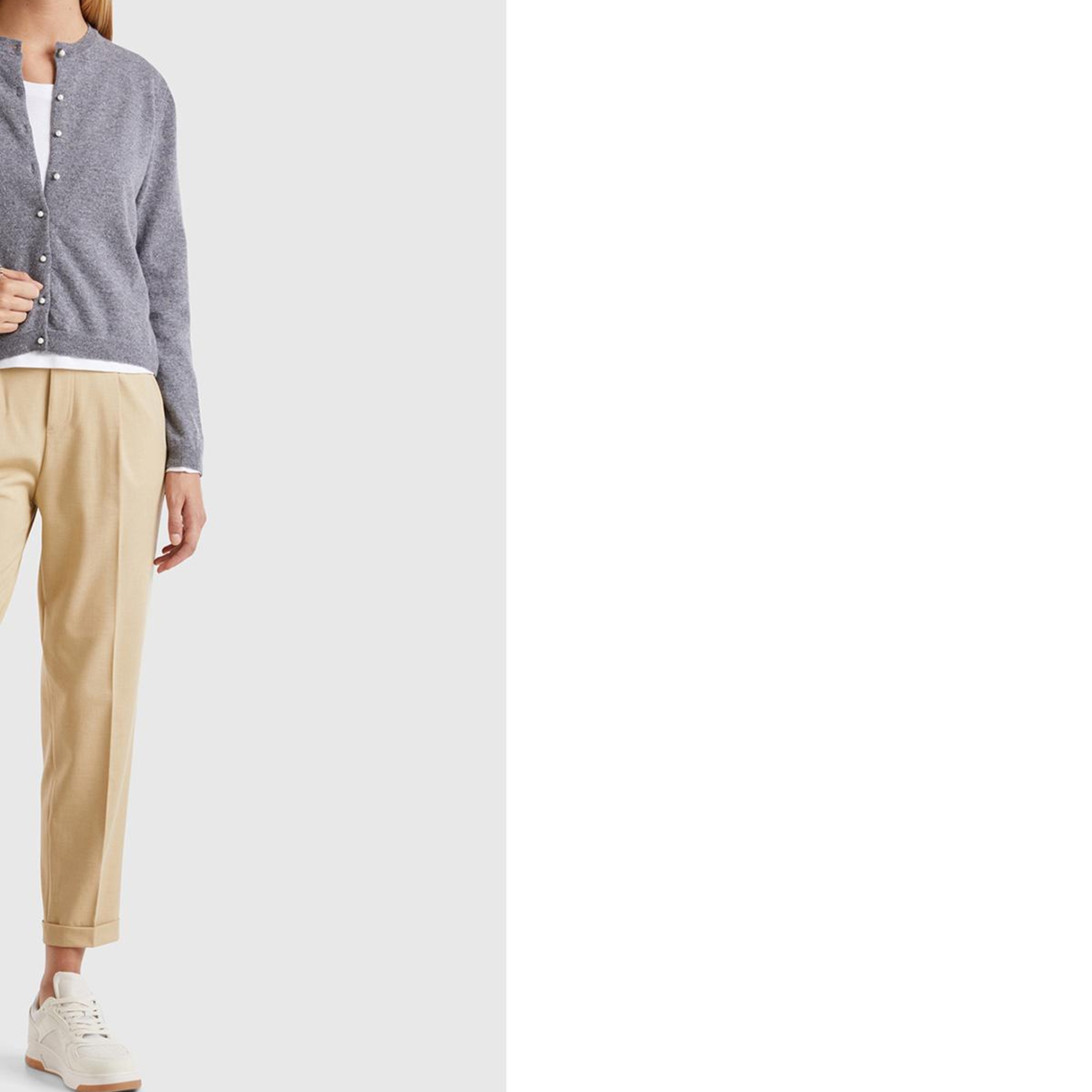 Kadın Antrasit Melanj %100 Merino Bisiklet Yaka İnci Düğmeli  Hırka