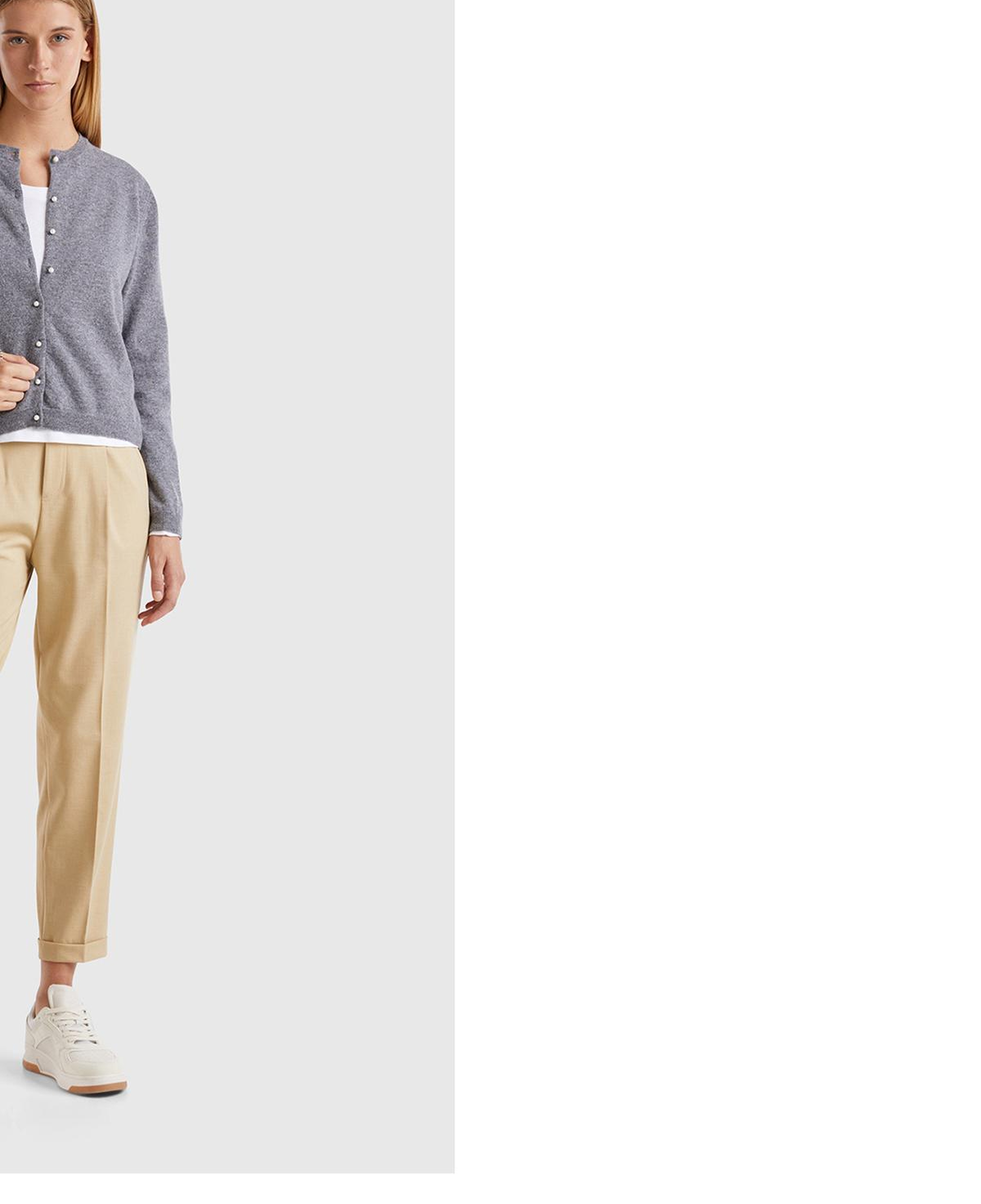 Kadın Antrasit Melanj %100 Merino Bisiklet Yaka İnci Düğmeli  Hırka