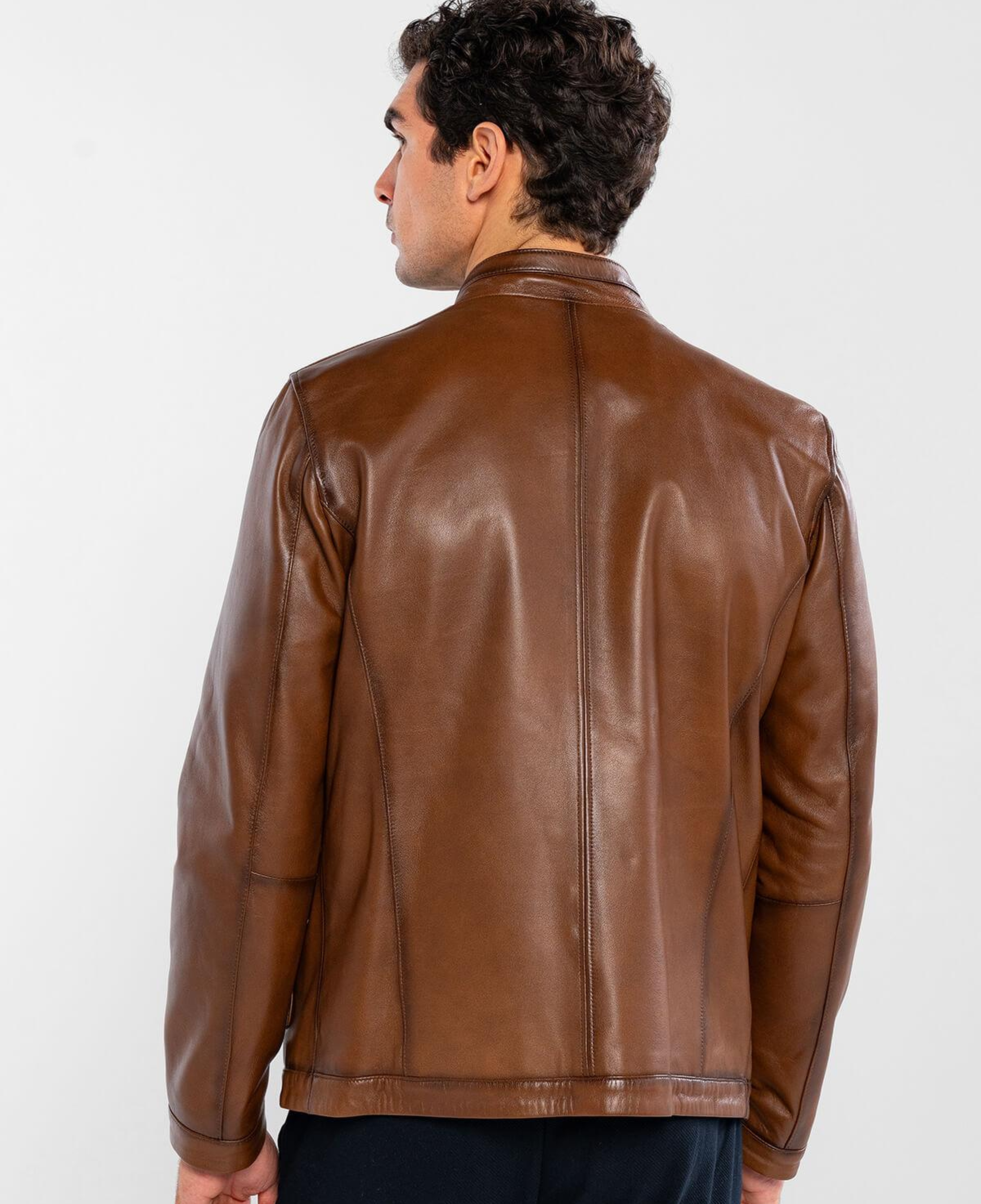 Tamer Tanca Erkek Hakiki Deri Kestane Deri Mont