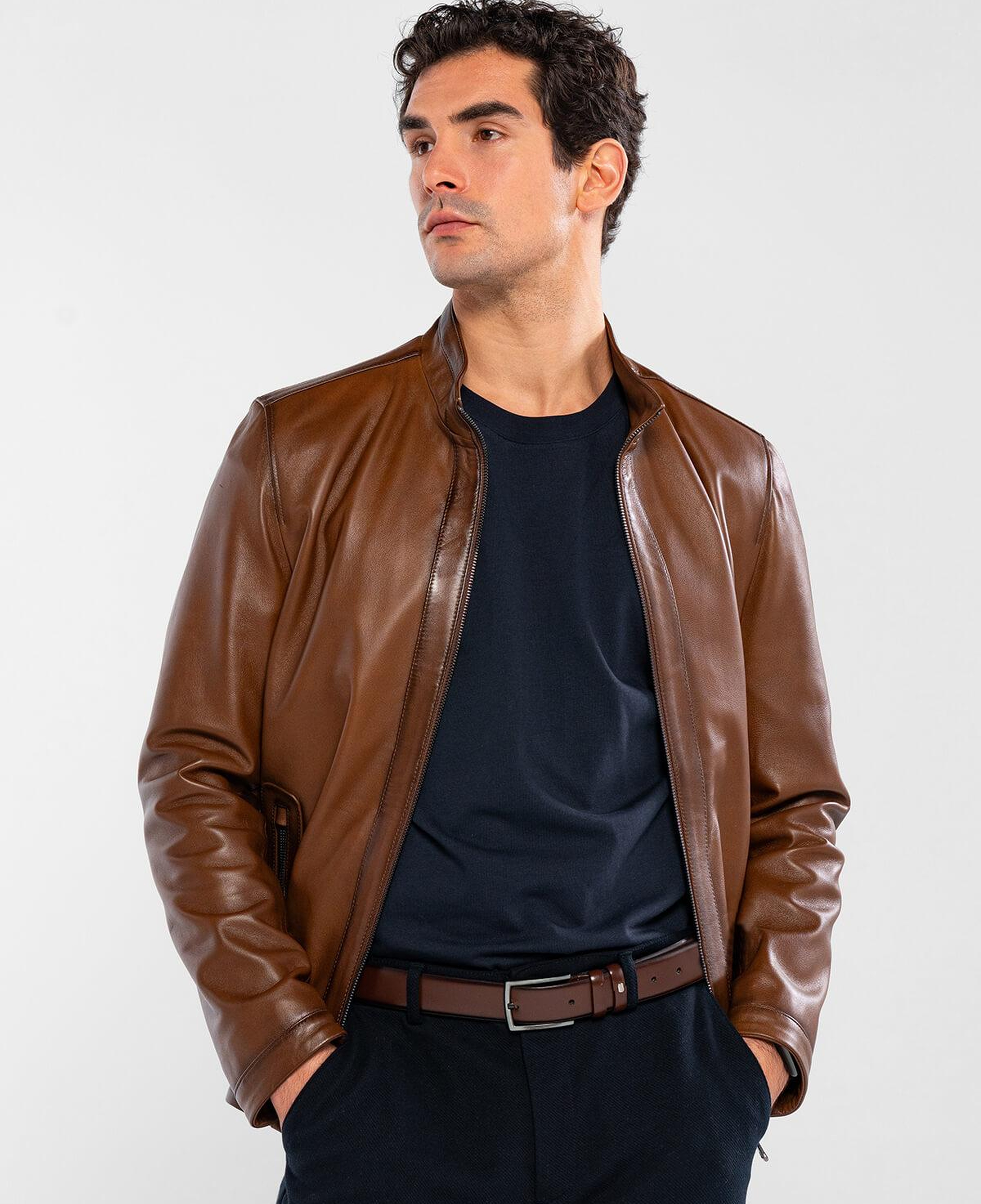 Tamer Tanca Erkek Hakiki Deri Kestane Deri Mont