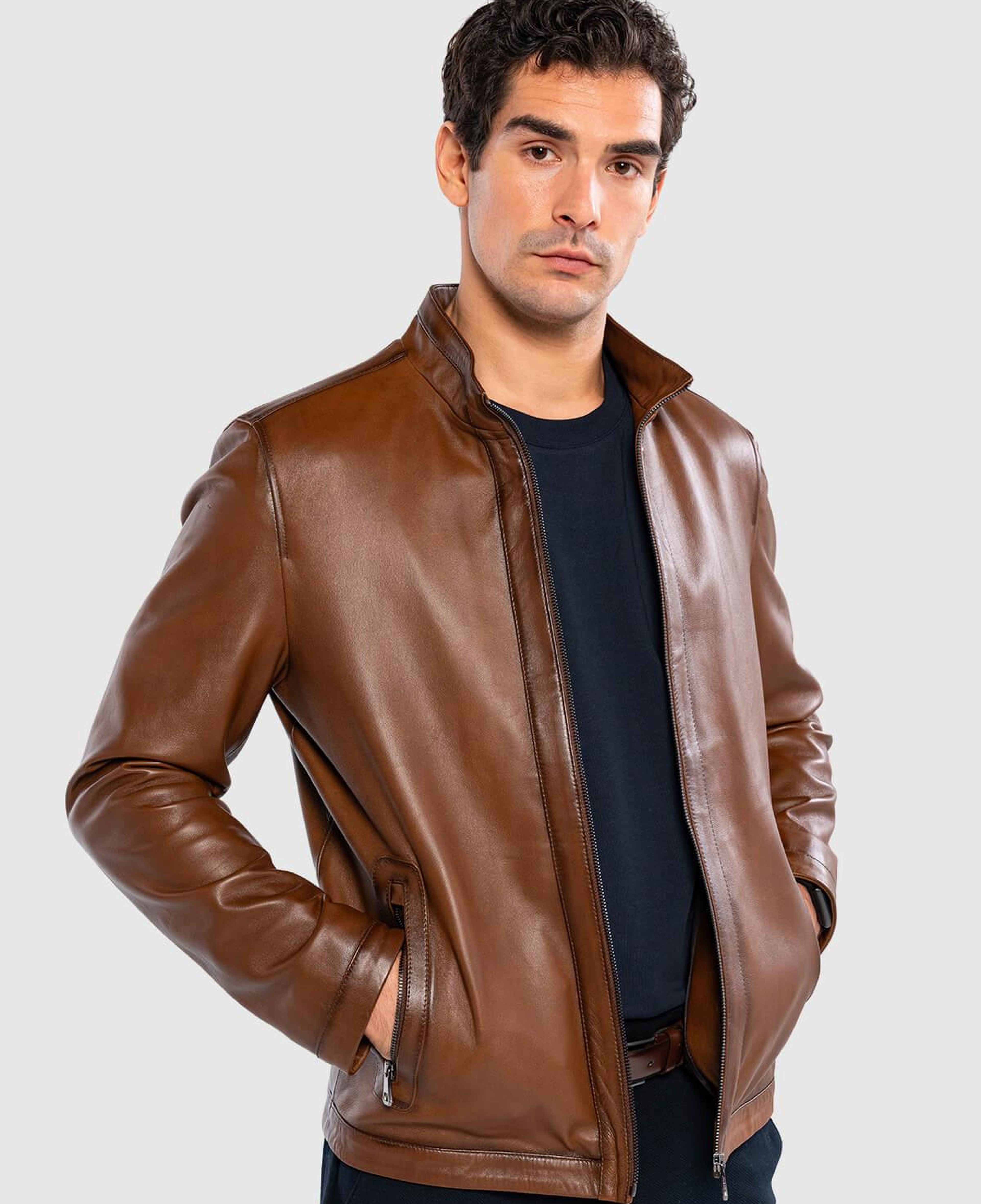 Tamer Tanca Erkek Hakiki Deri Kestane Deri Mont