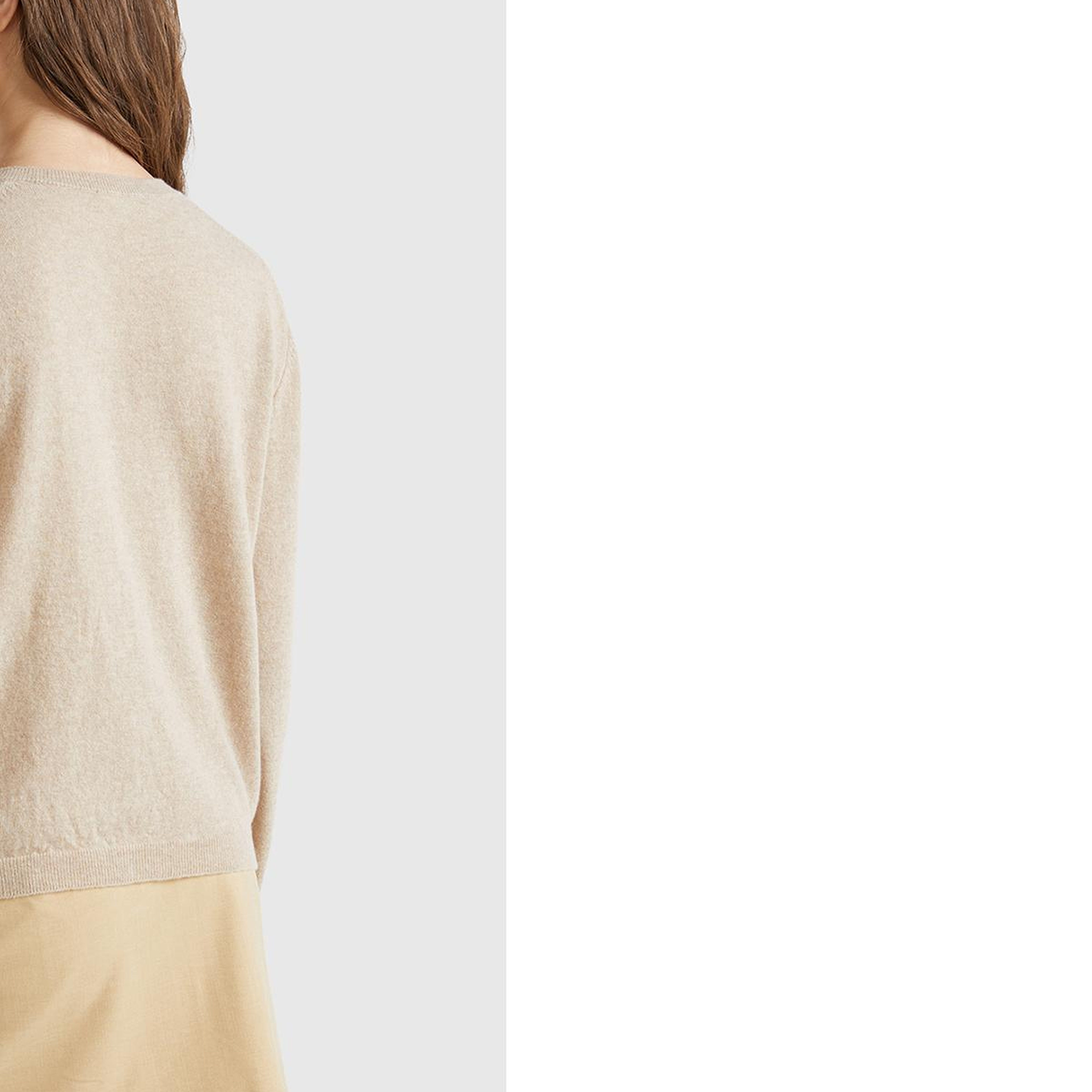 Kadın Ekru %100 Merino Bisiklet Yaka İnci Düğmeli  Hırka