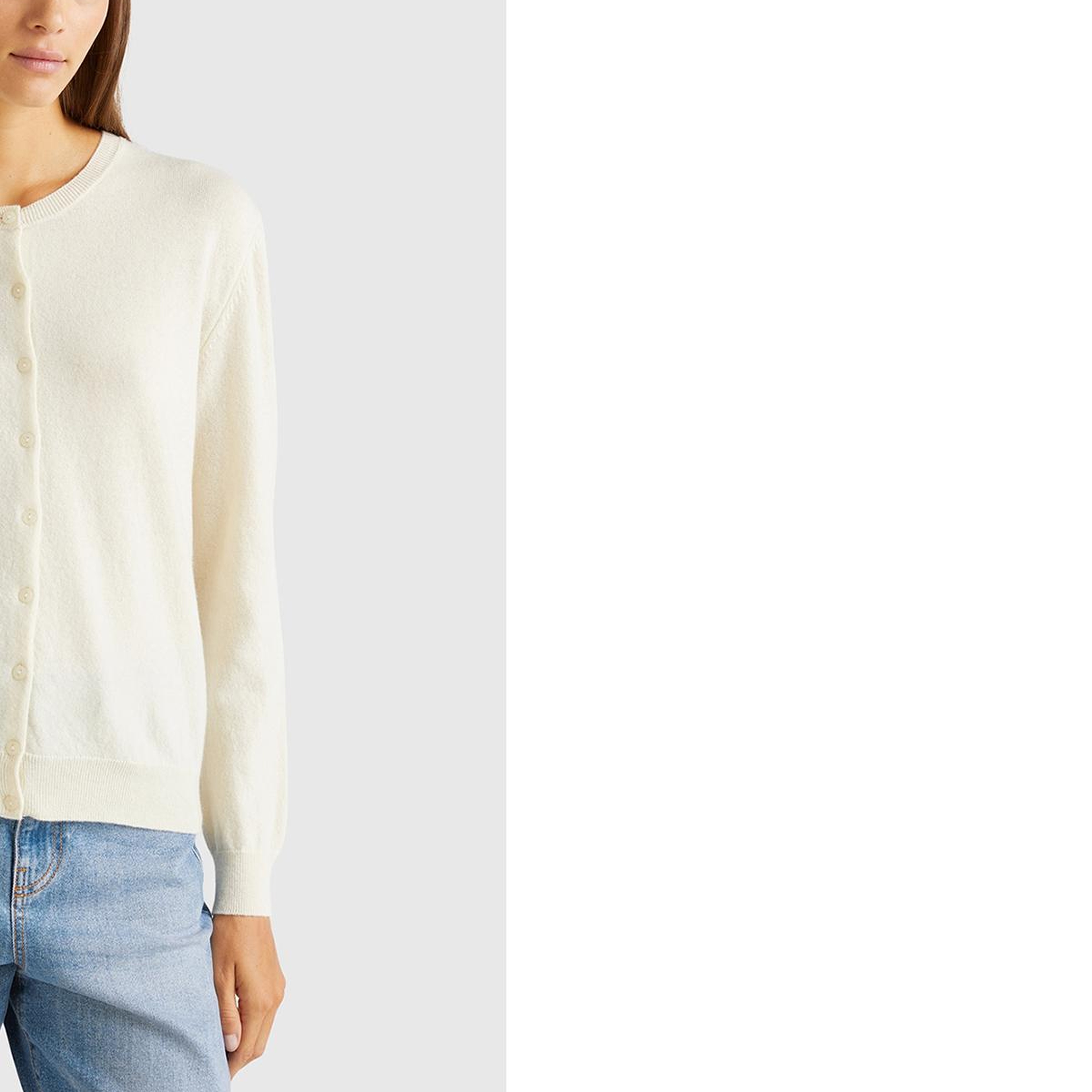 Kadın Krem %100 Merino Bisiklet Yaka  Hırka