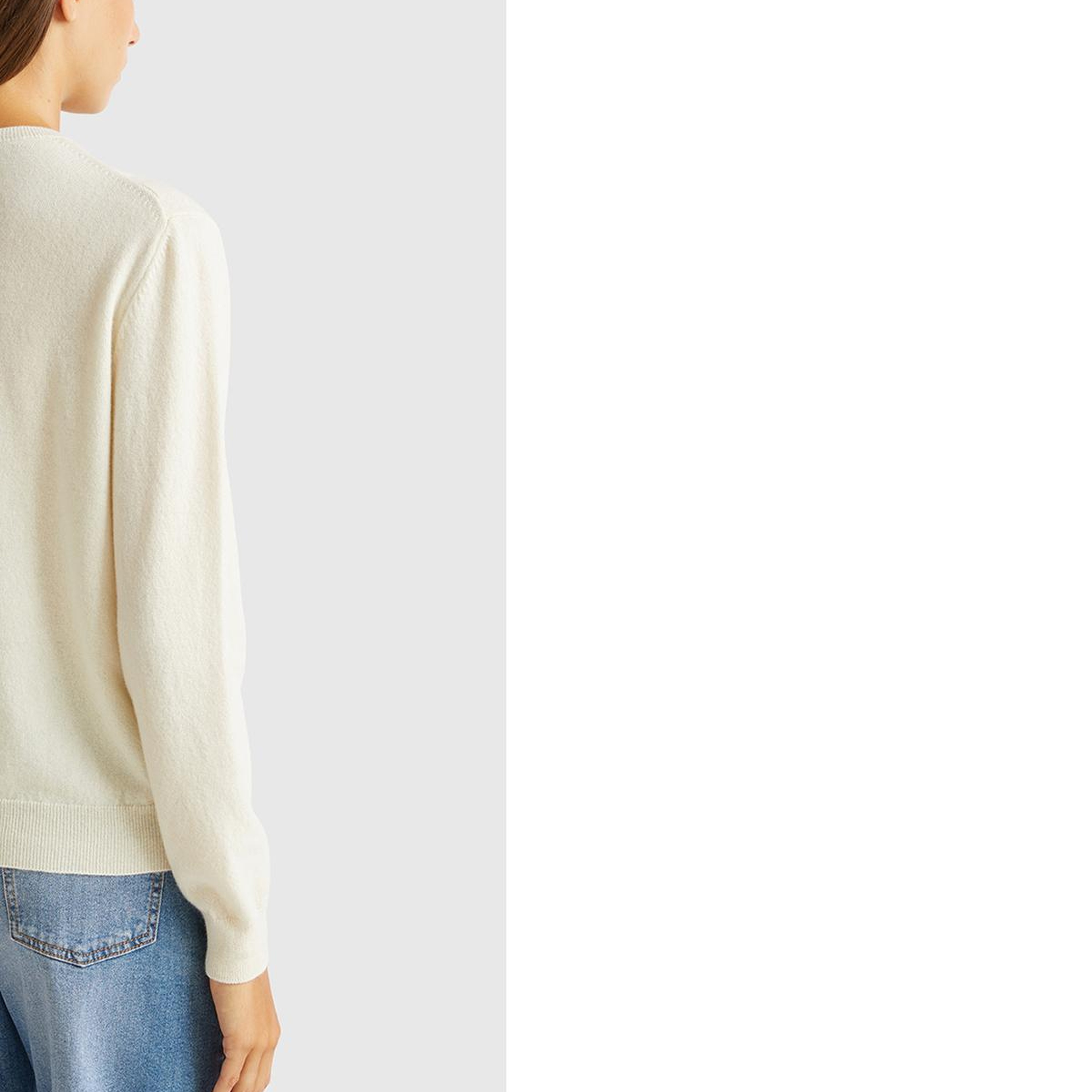 Kadın Krem %100 Merino Bisiklet Yaka  Hırka