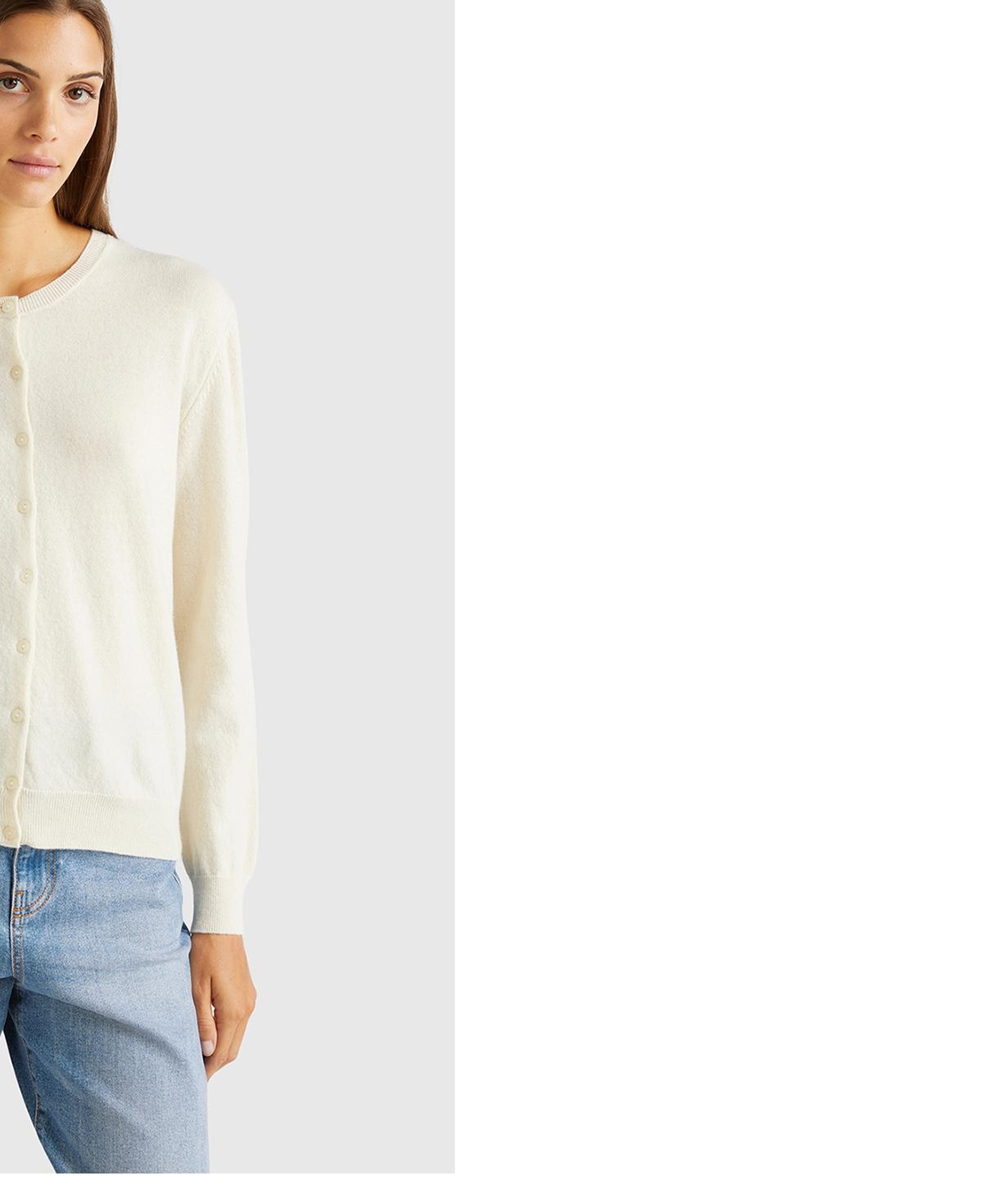 Kadın Krem %100 Merino Bisiklet Yaka  Hırka