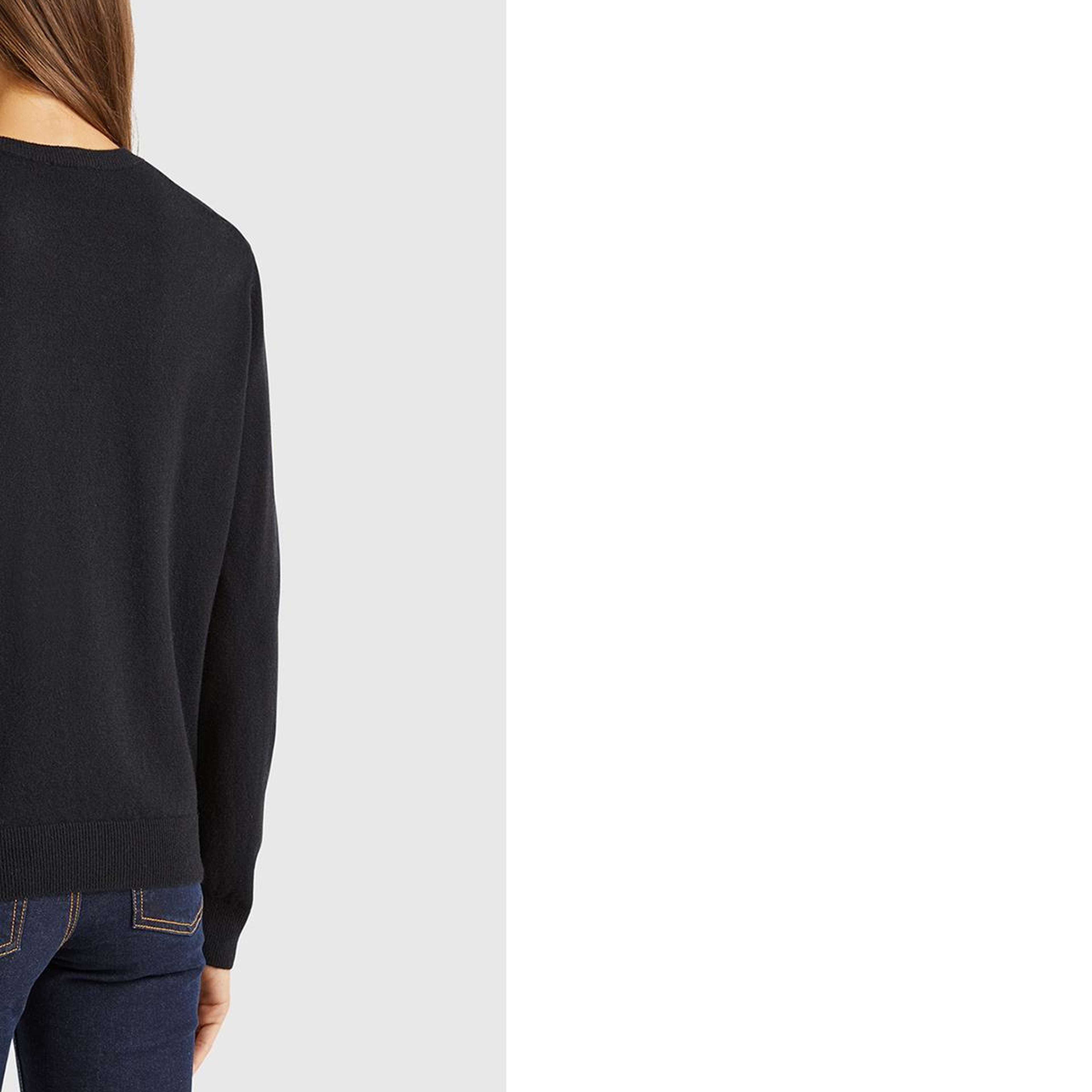 Kadın Siyah %100 Merino Bisiklet Yaka  Hırka