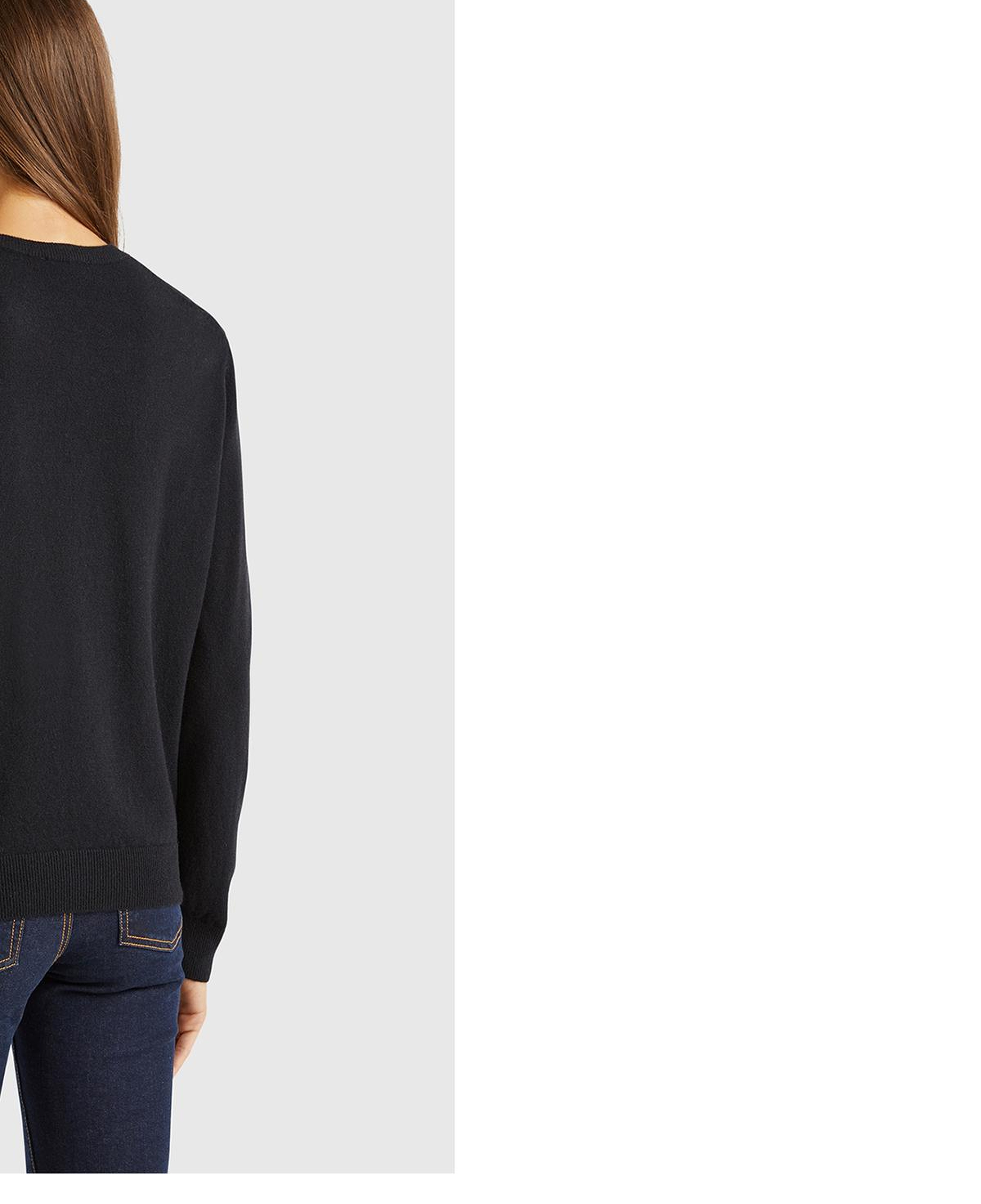 Kadın Siyah %100 Merino Bisiklet Yaka  Hırka