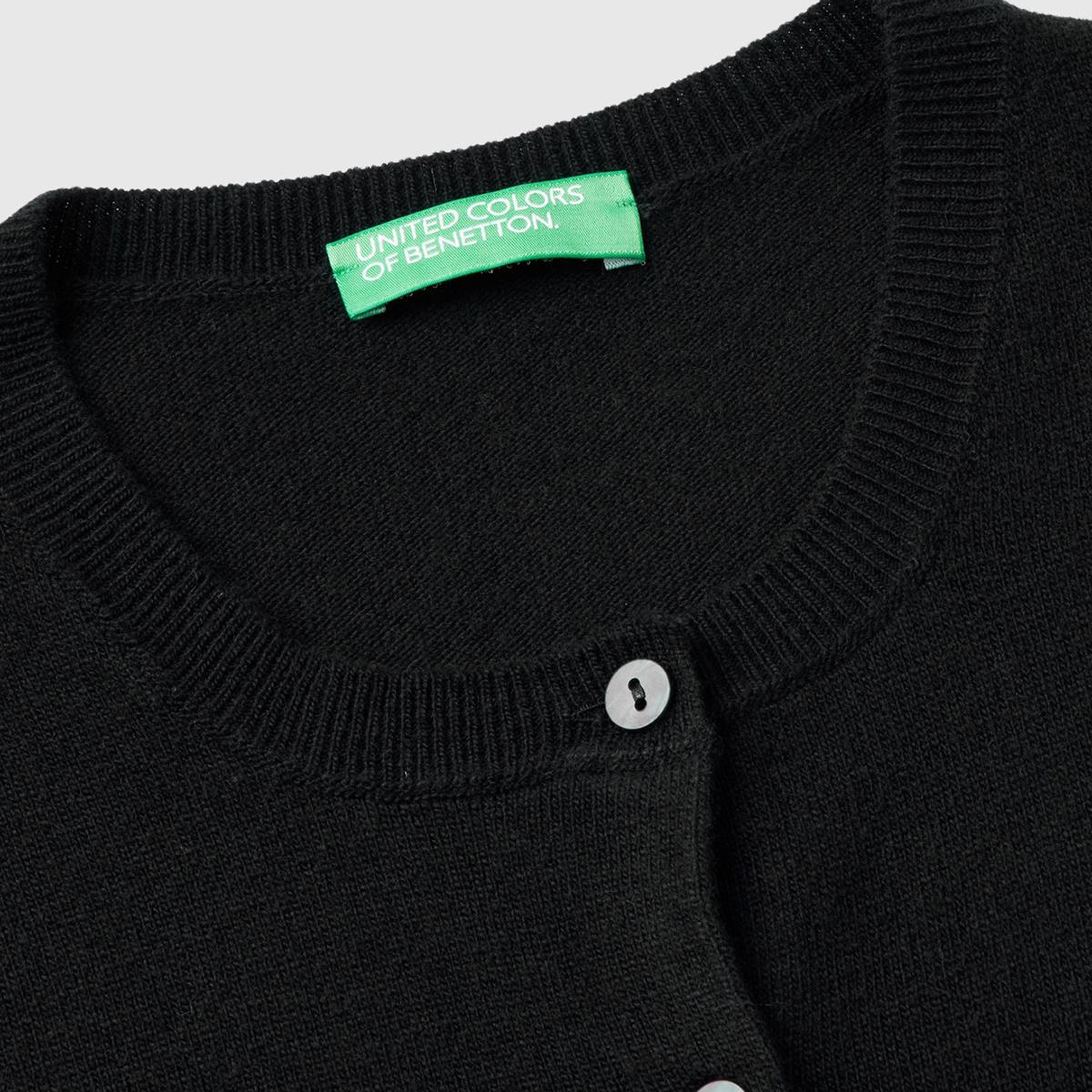 Kadın Siyah %100 Merino Bisiklet Yaka  Hırka