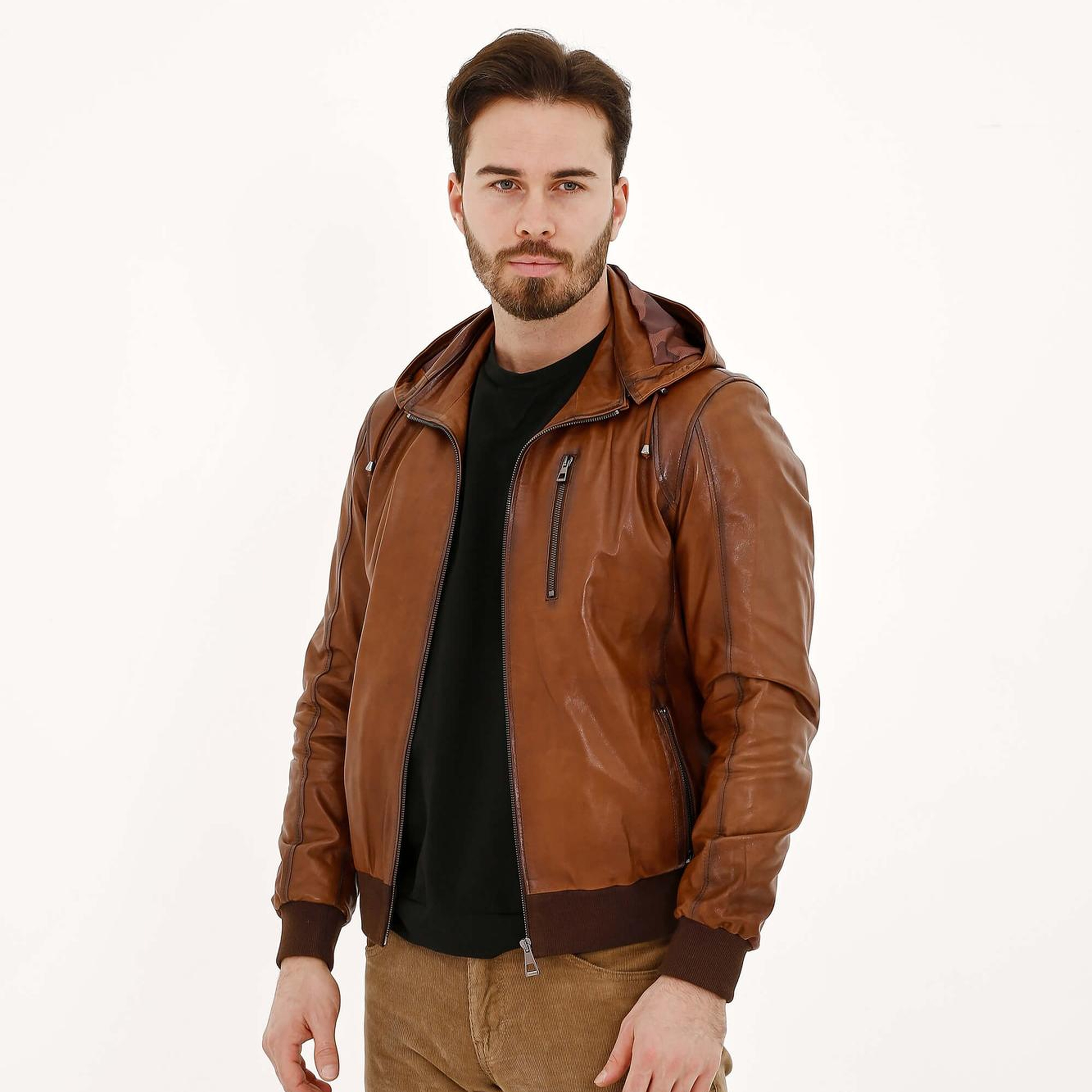 Tamer Tanca Erkek Hakiki Deri Kahverengi Deri Mont