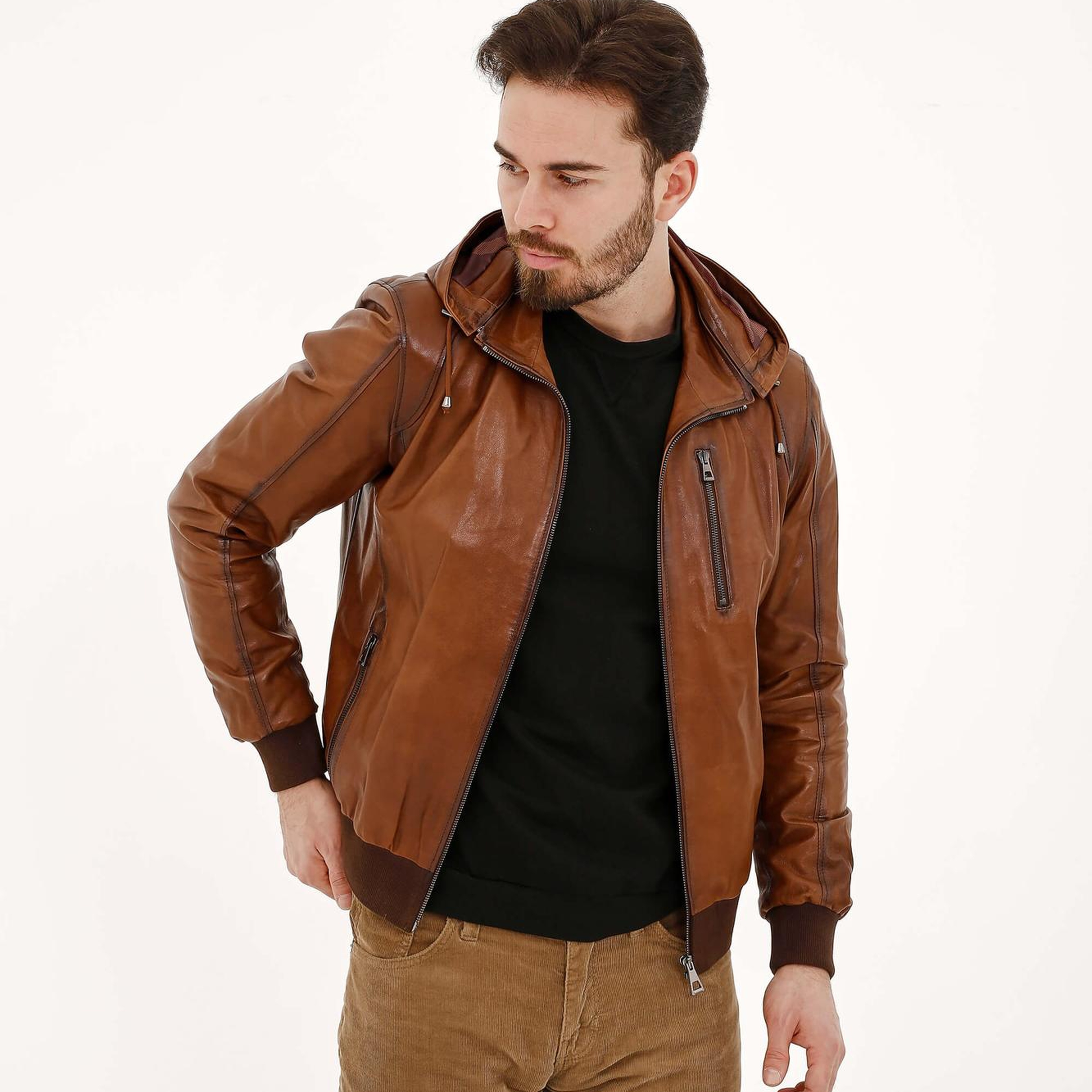 Tamer Tanca Erkek Hakiki Deri Kahverengi Deri Mont