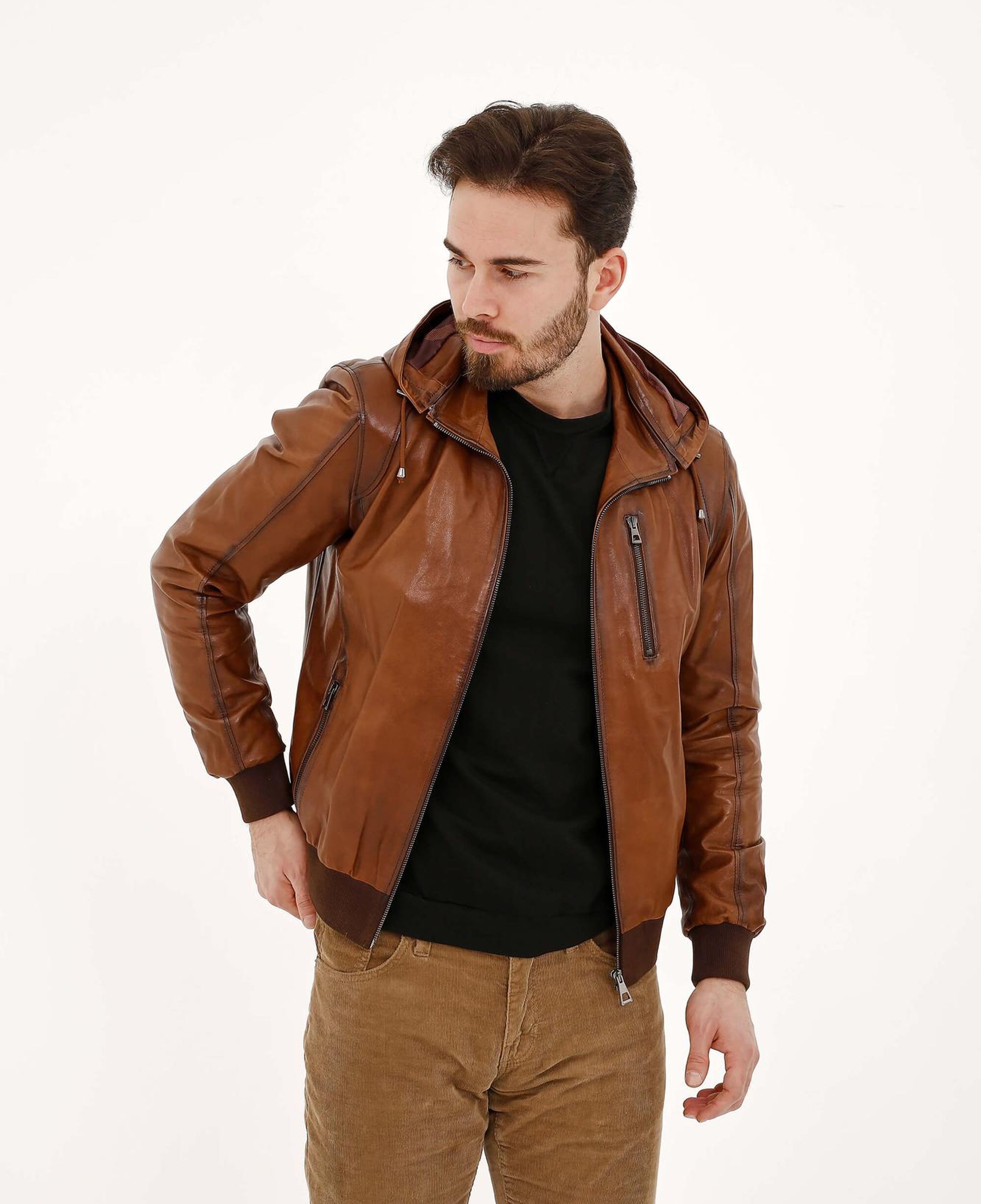 Tamer Tanca Erkek Hakiki Deri Kahverengi Deri Mont