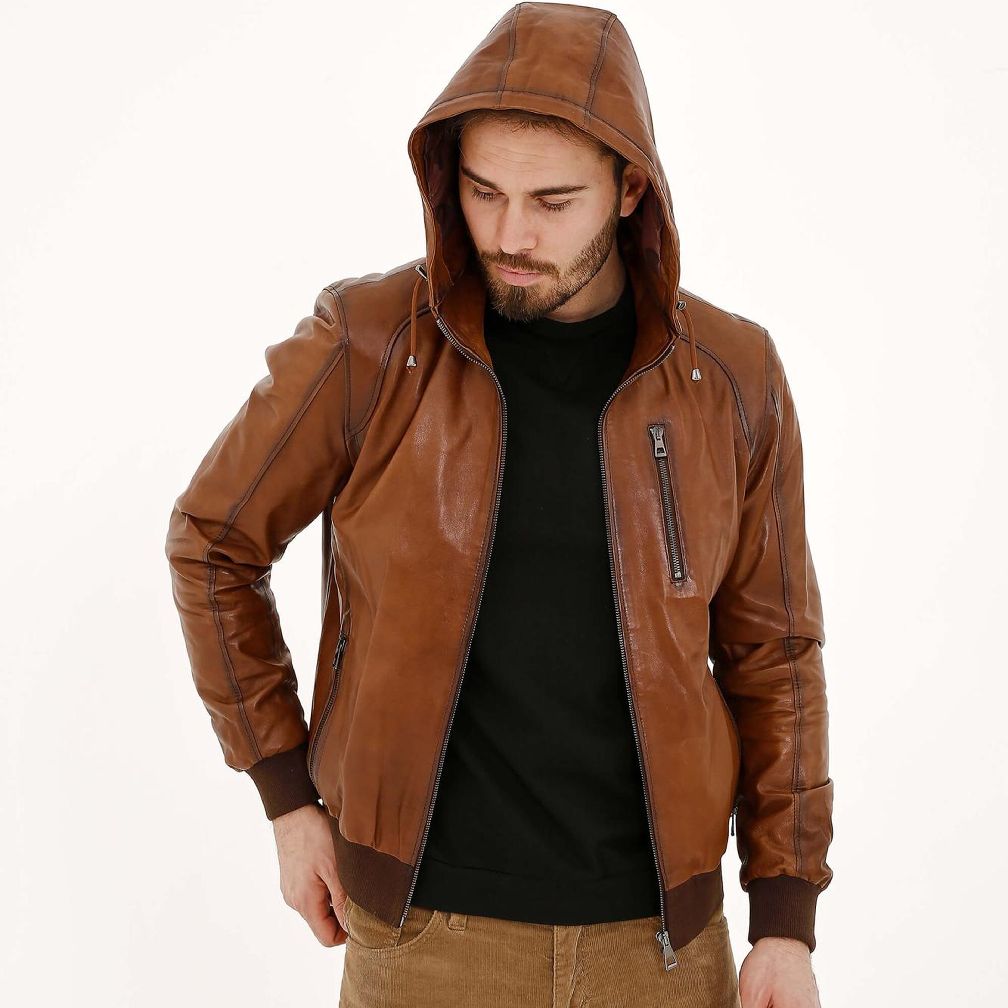 Tamer Tanca Erkek Hakiki Deri Kahverengi Deri Mont