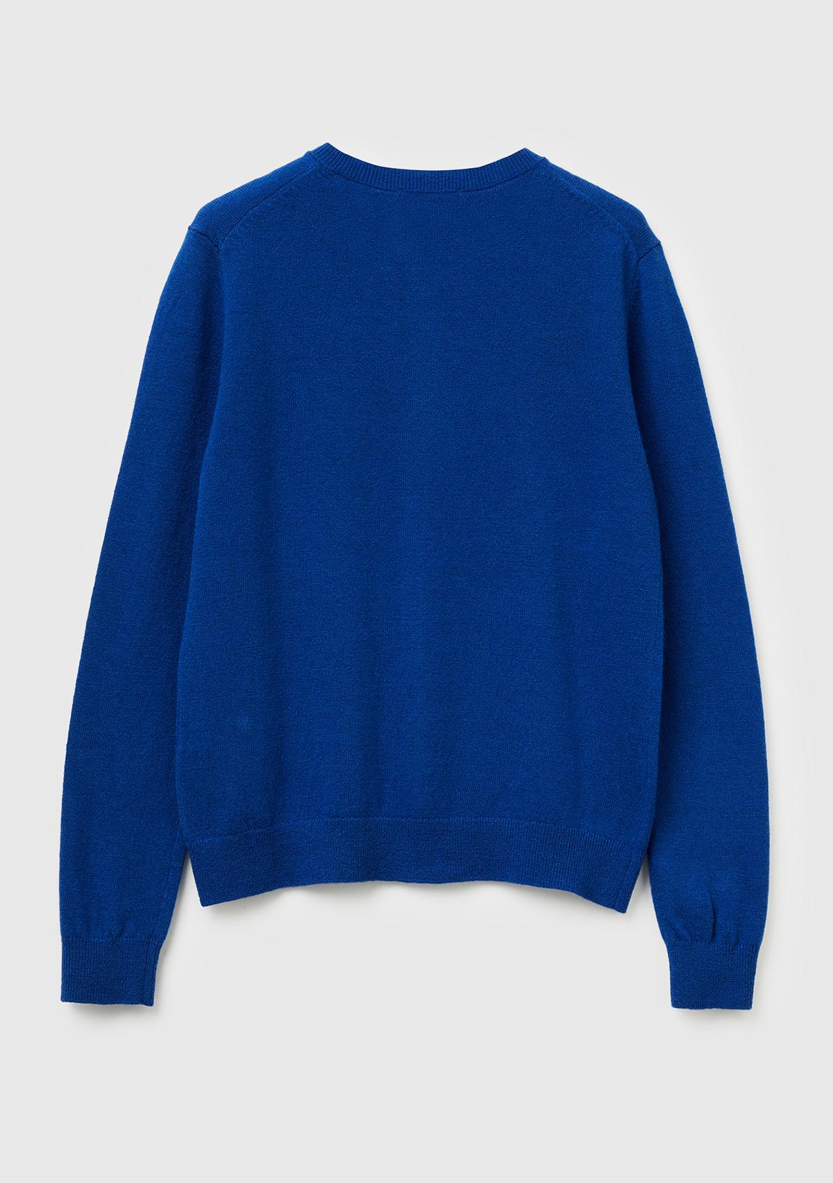 Kadın Koyu Mavi %100 Merino Bisiklet Yaka  Hırka