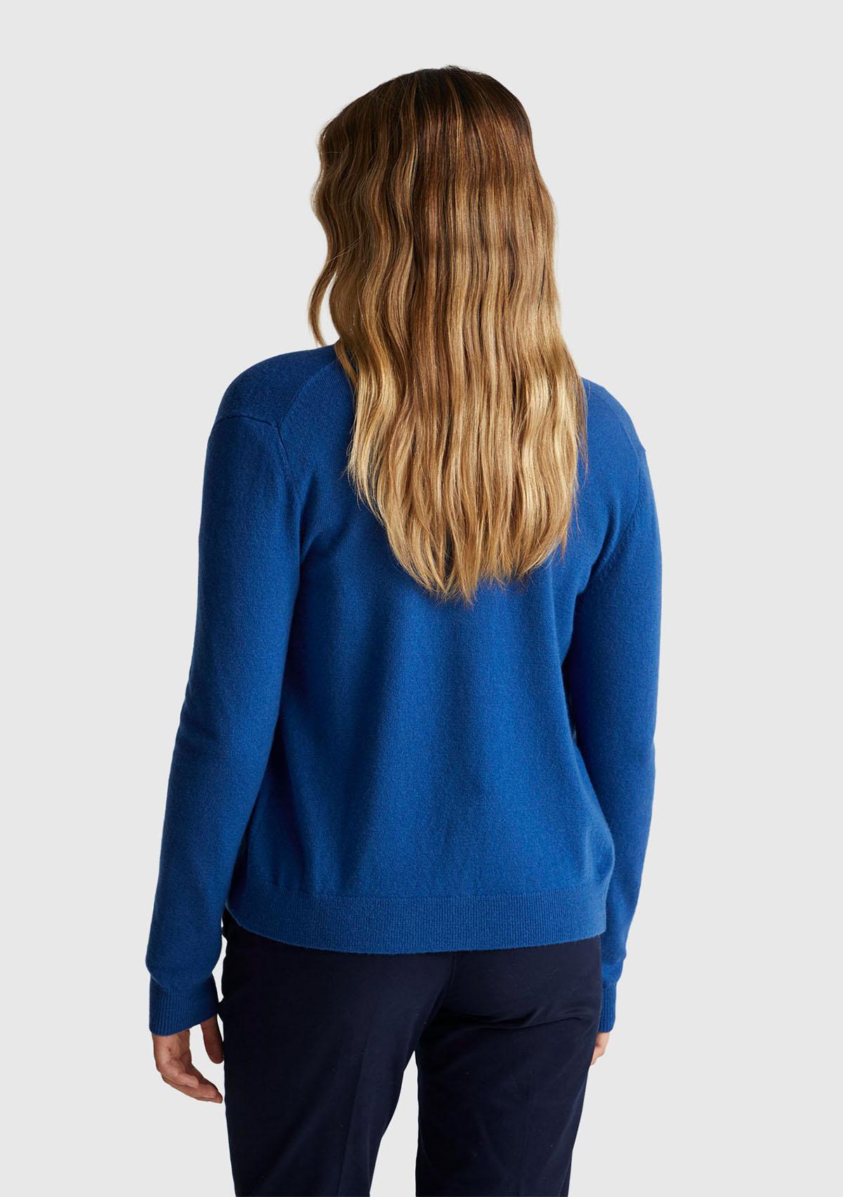 Kadın Koyu Mavi %100 Merino Bisiklet Yaka  Hırka