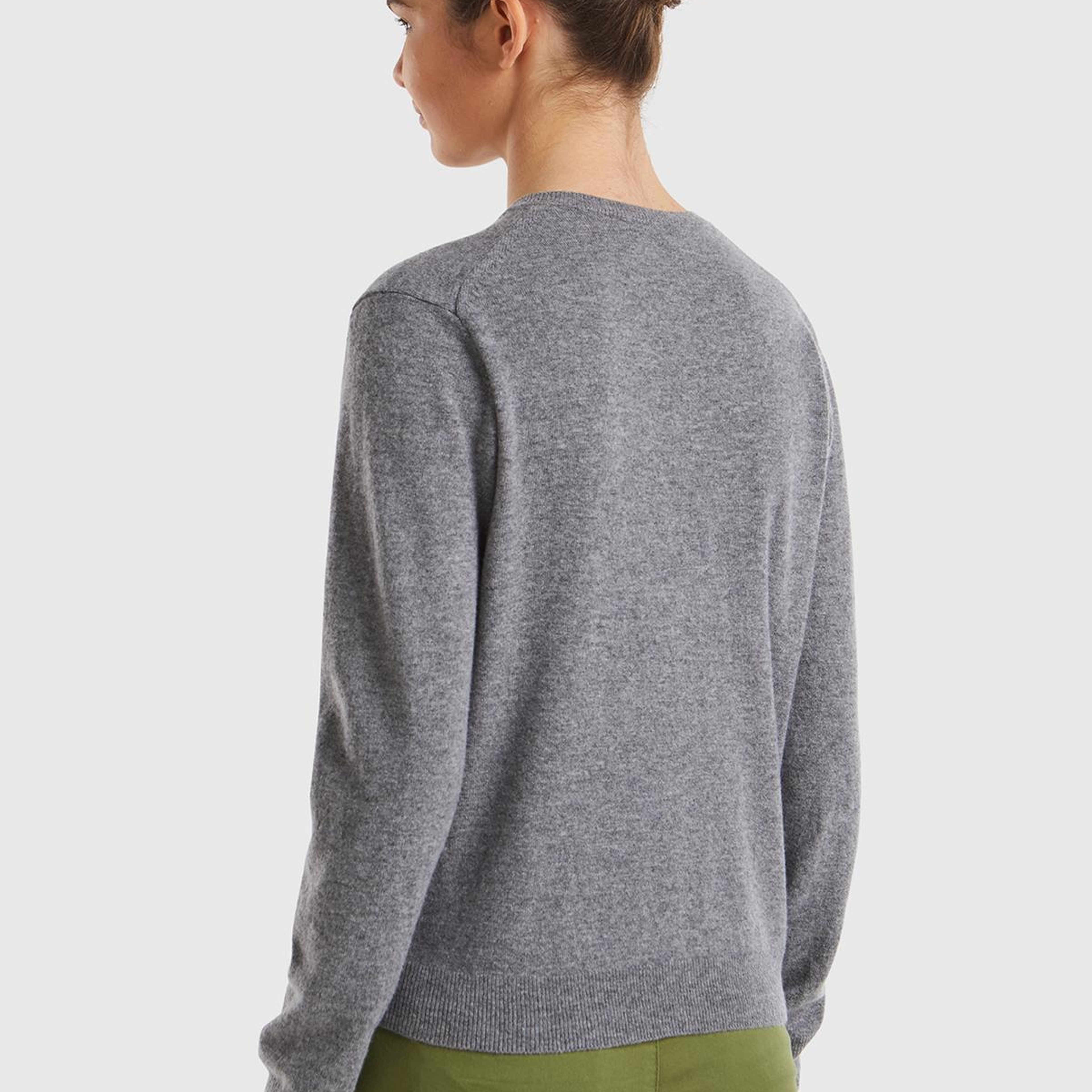 Kadın Antrasit Melanj %100 Merino Bisiklet Yaka  Hırka