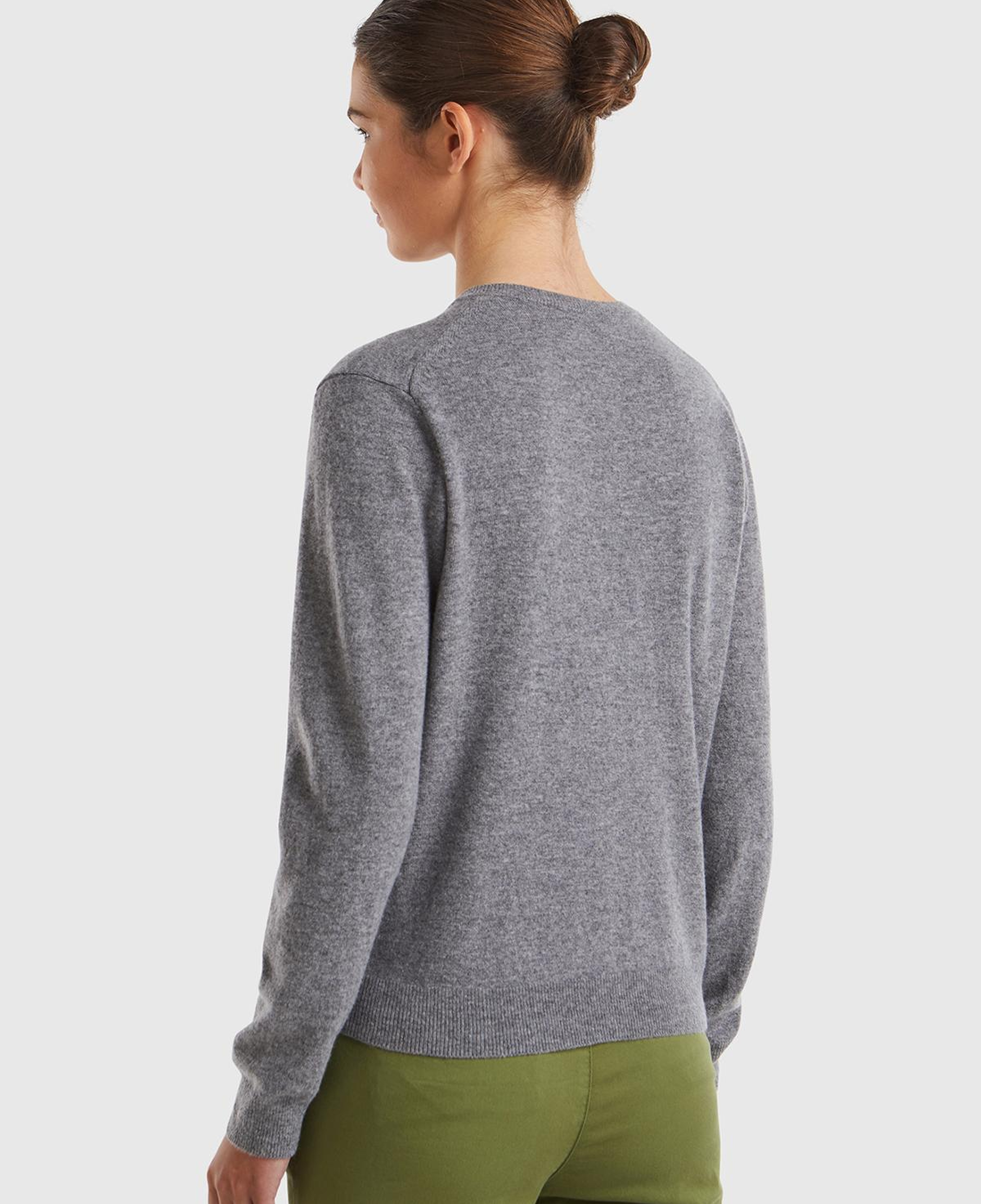 Kadın Antrasit Melanj %100 Merino Bisiklet Yaka  Hırka