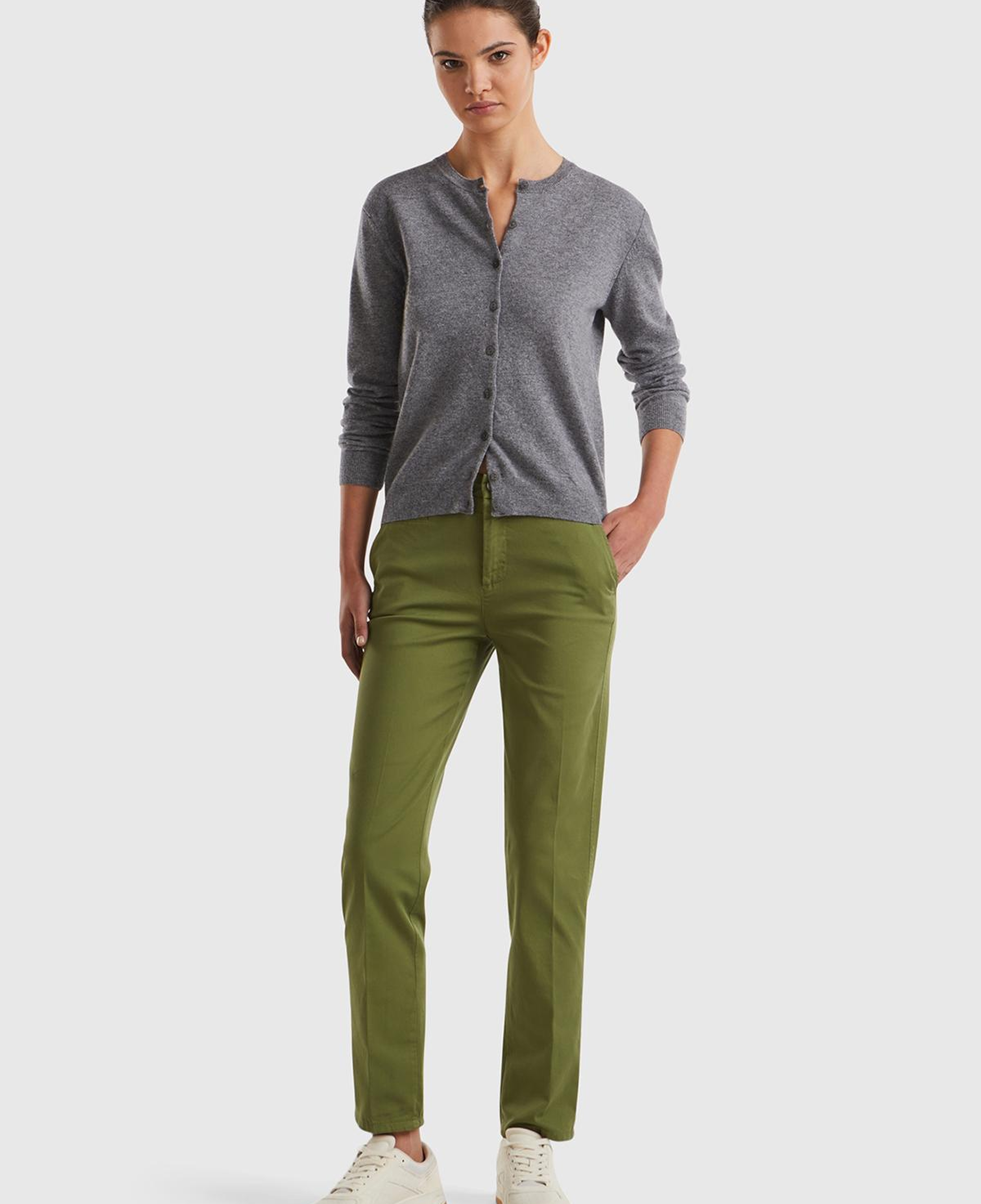 Kadın Antrasit Melanj %100 Merino Bisiklet Yaka  Hırka