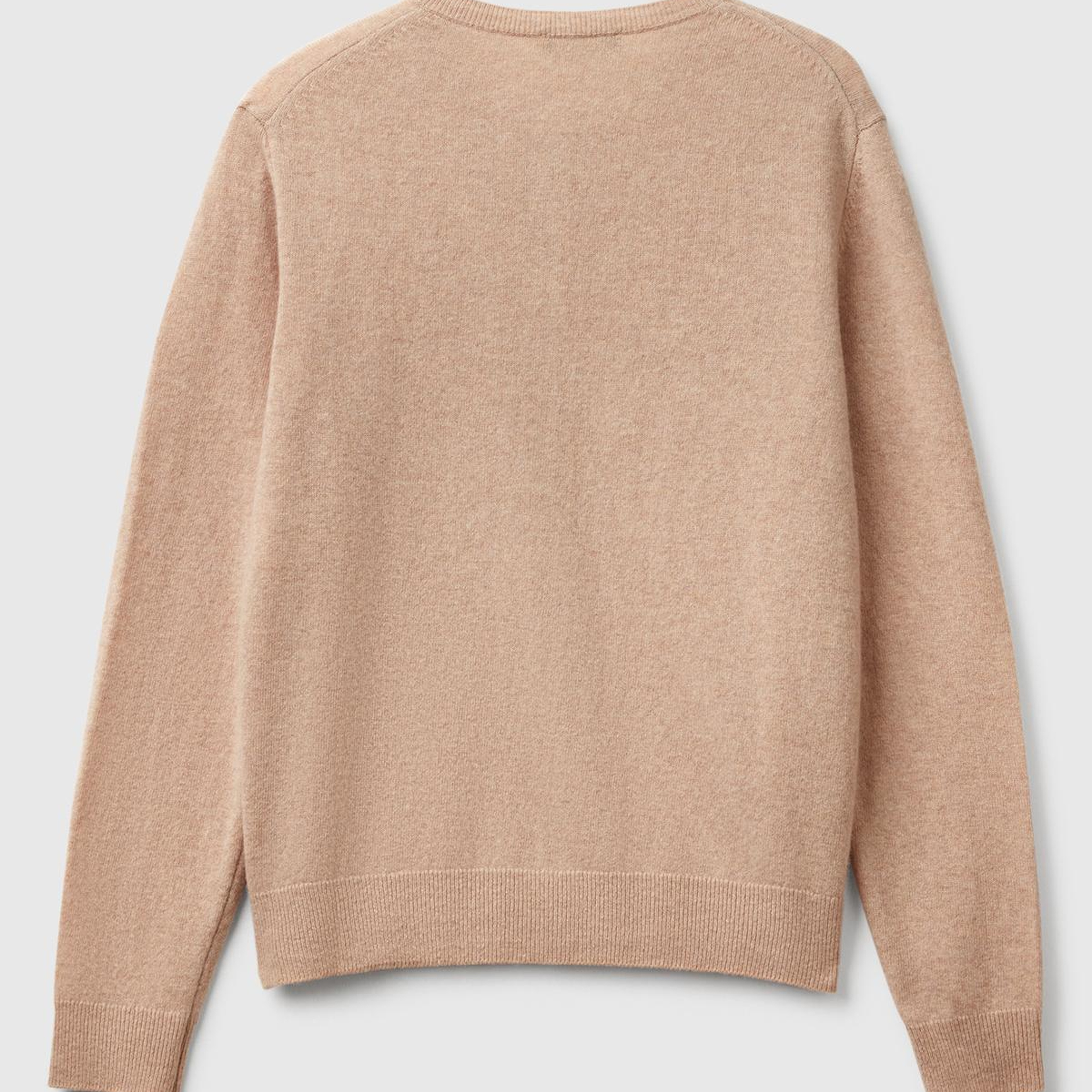 Kadın Ekru %100 Merino Bisiklet Yaka  Hırka