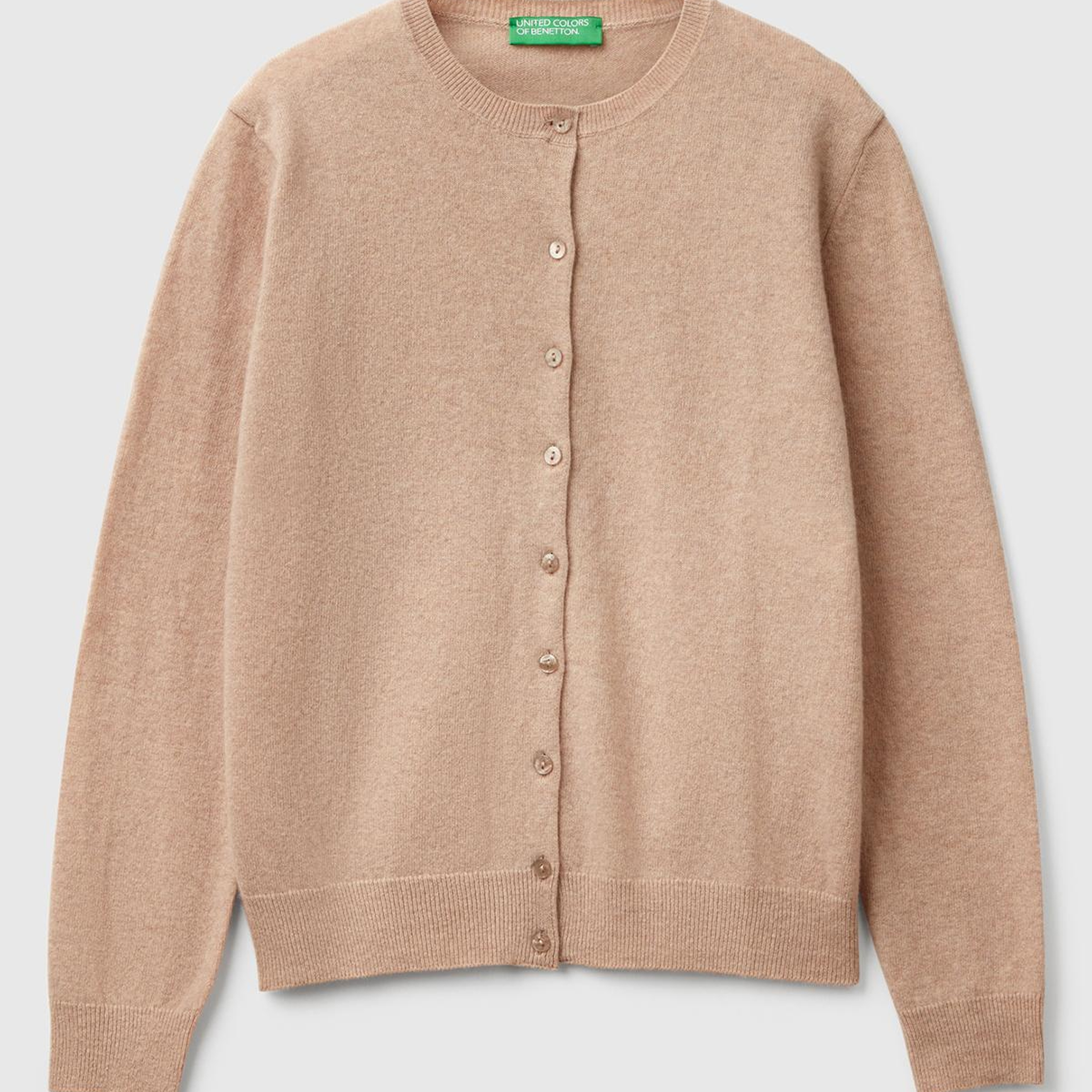 Kadın Ekru %100 Merino Bisiklet Yaka  Hırka