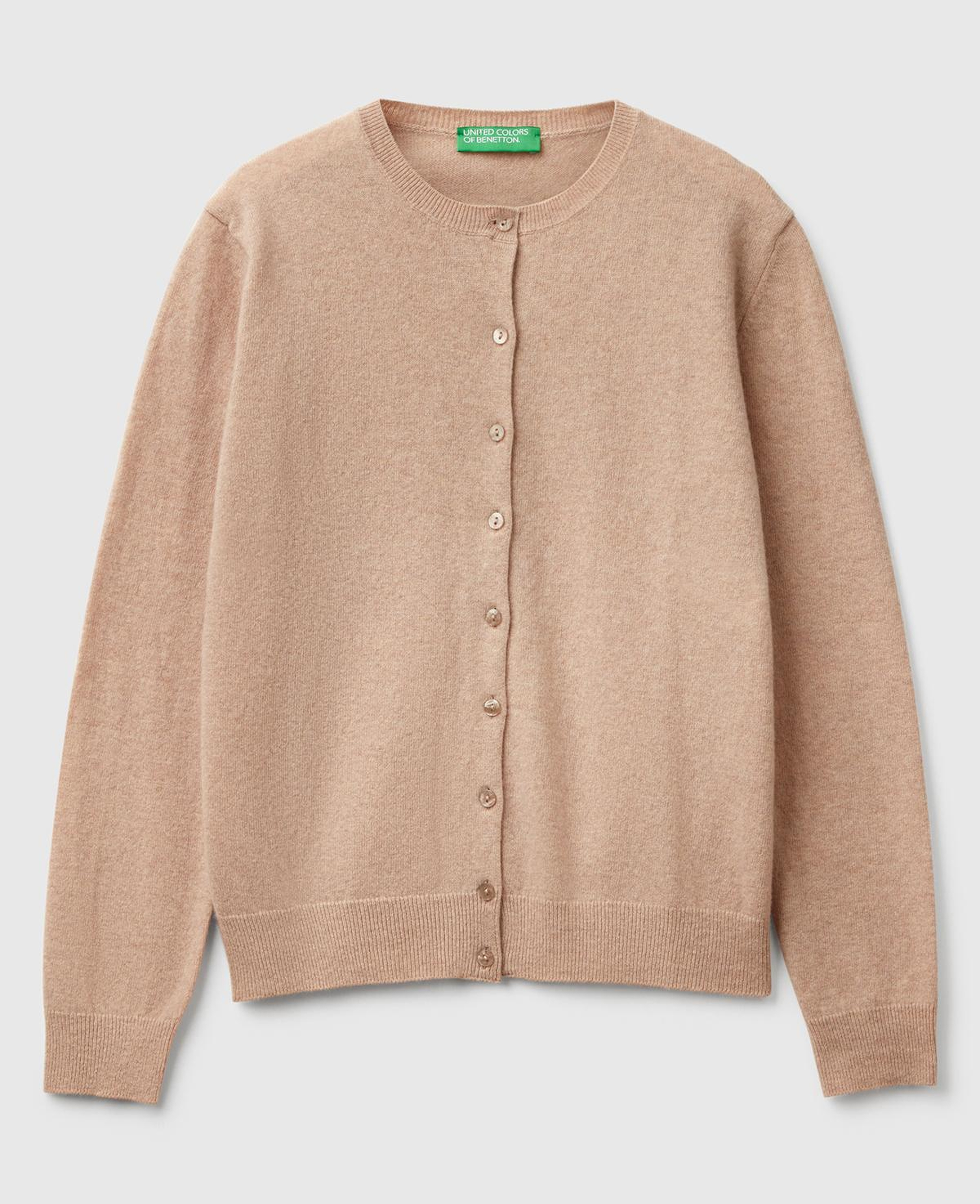 Kadın Ekru %100 Merino Bisiklet Yaka  Hırka