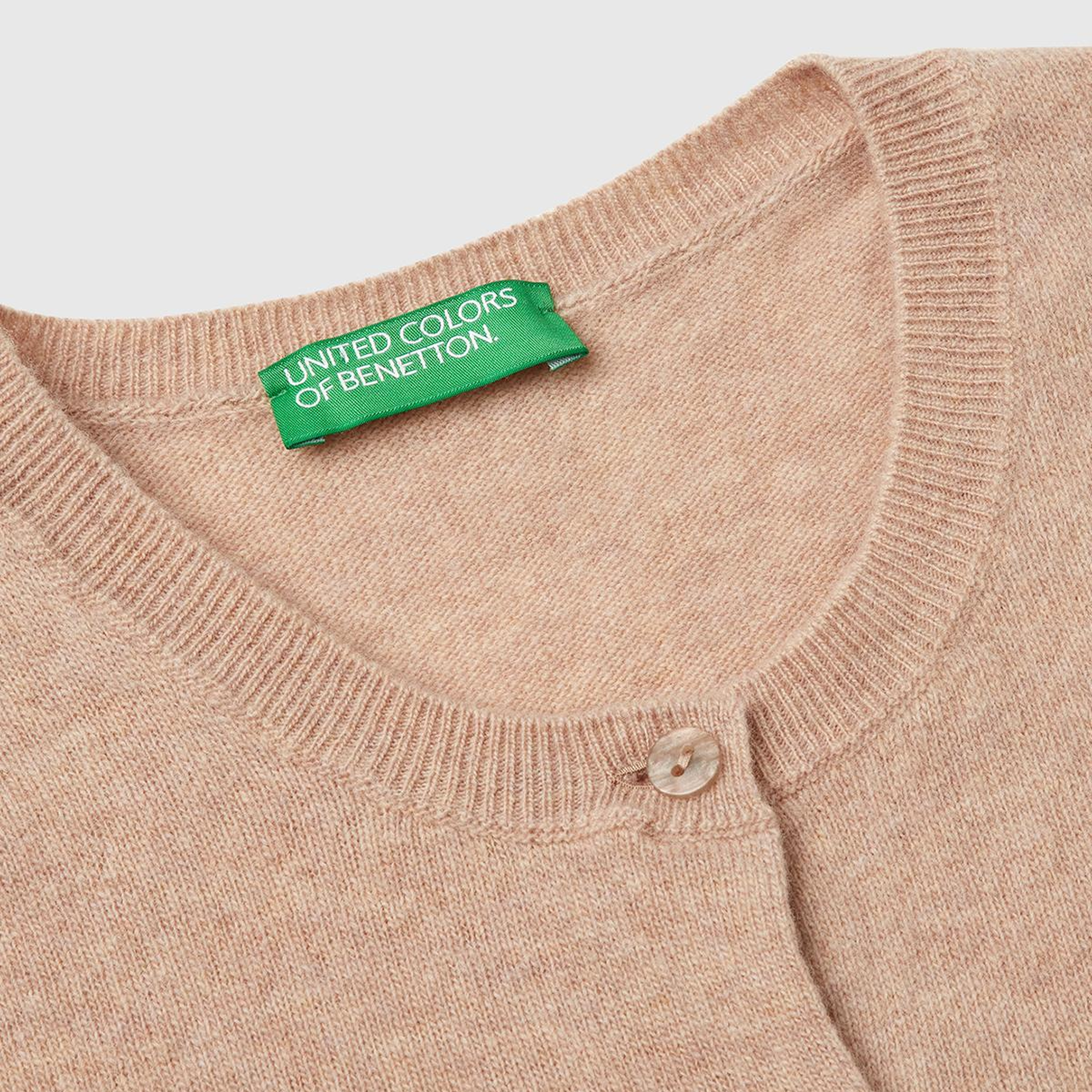 Kadın Ekru %100 Merino Bisiklet Yaka  Hırka