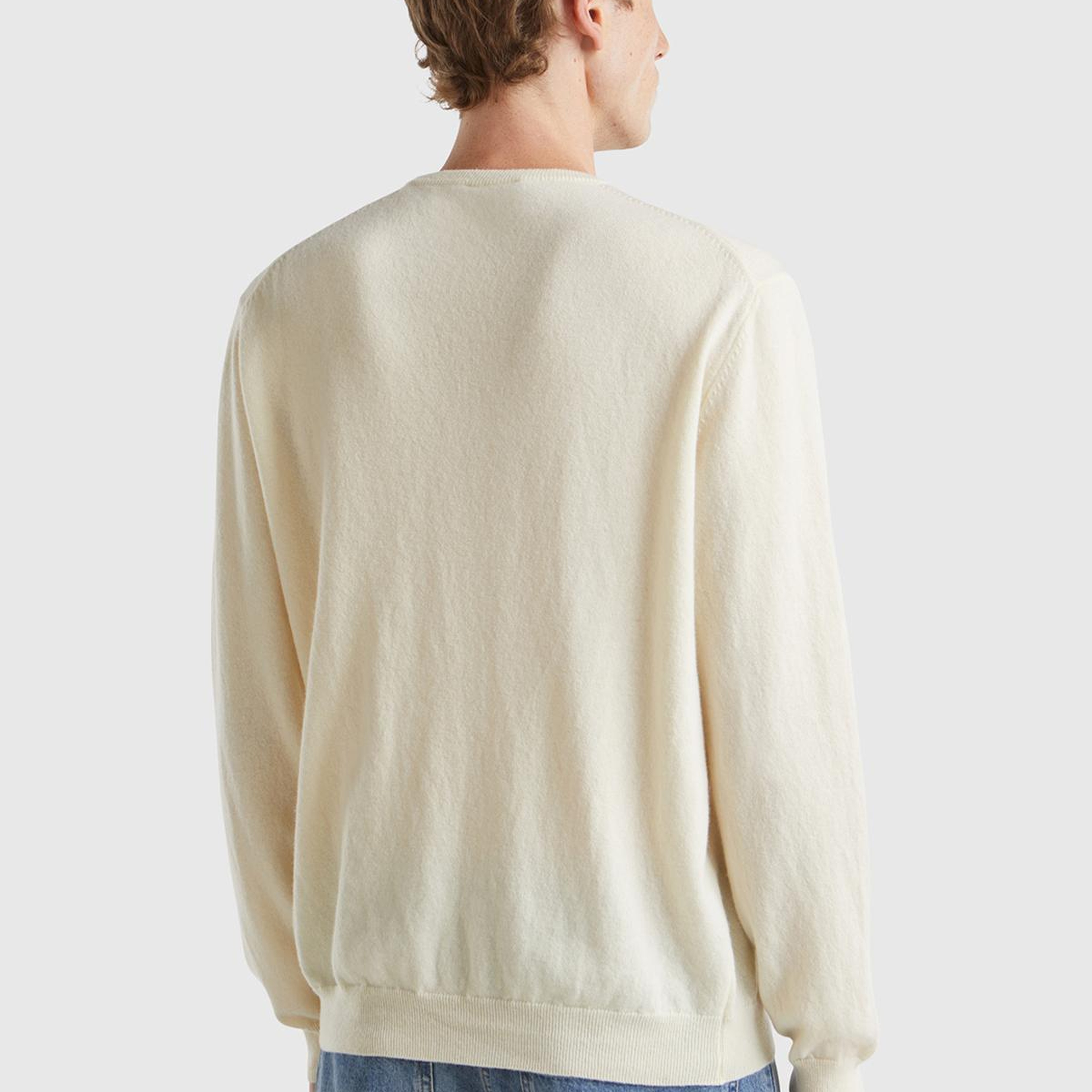 Erkek Krem %100 Merino Bisiklet Yaka  Kazak