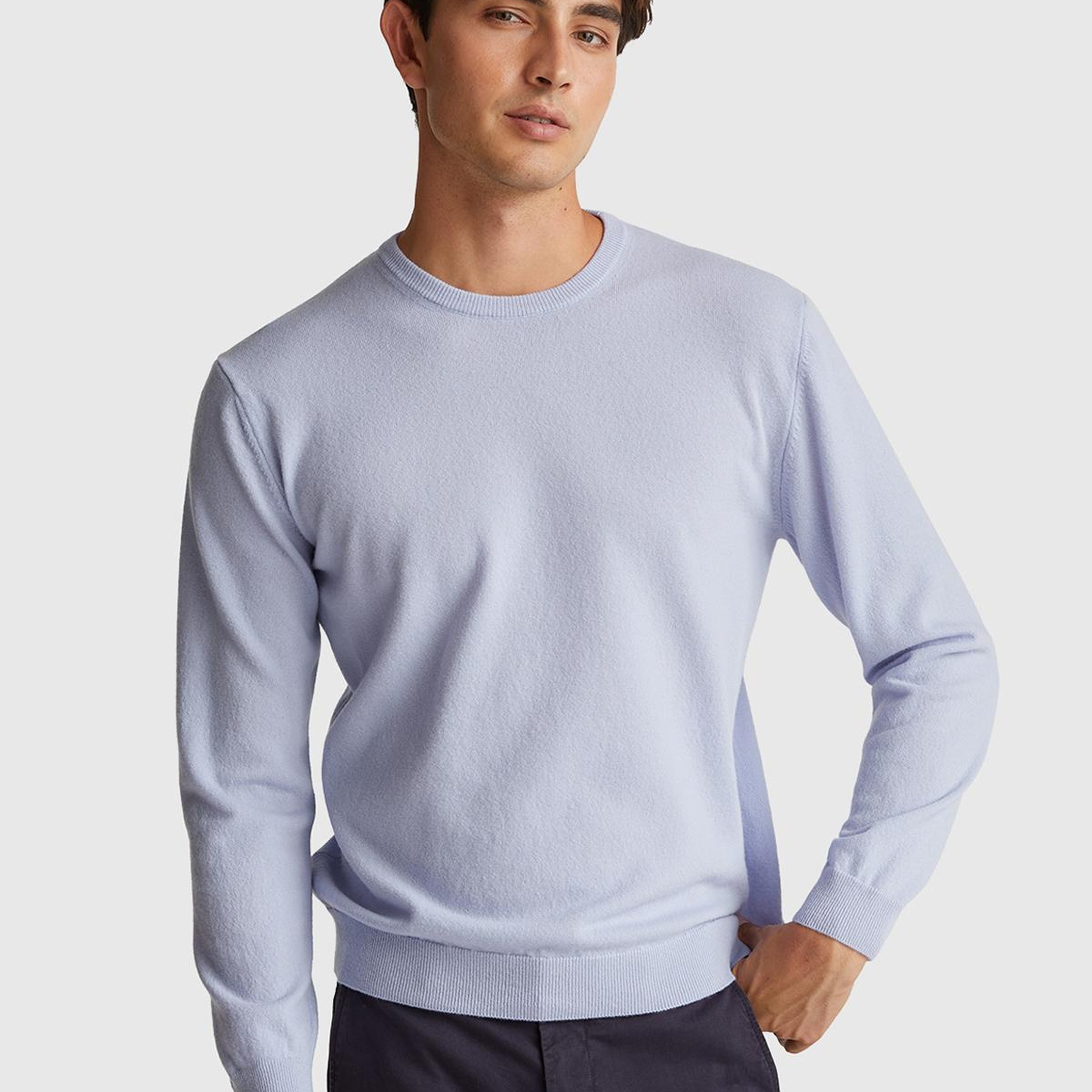 Erkek Bebek Mavisi %100 Merino Bisiklet Yaka  Kazak