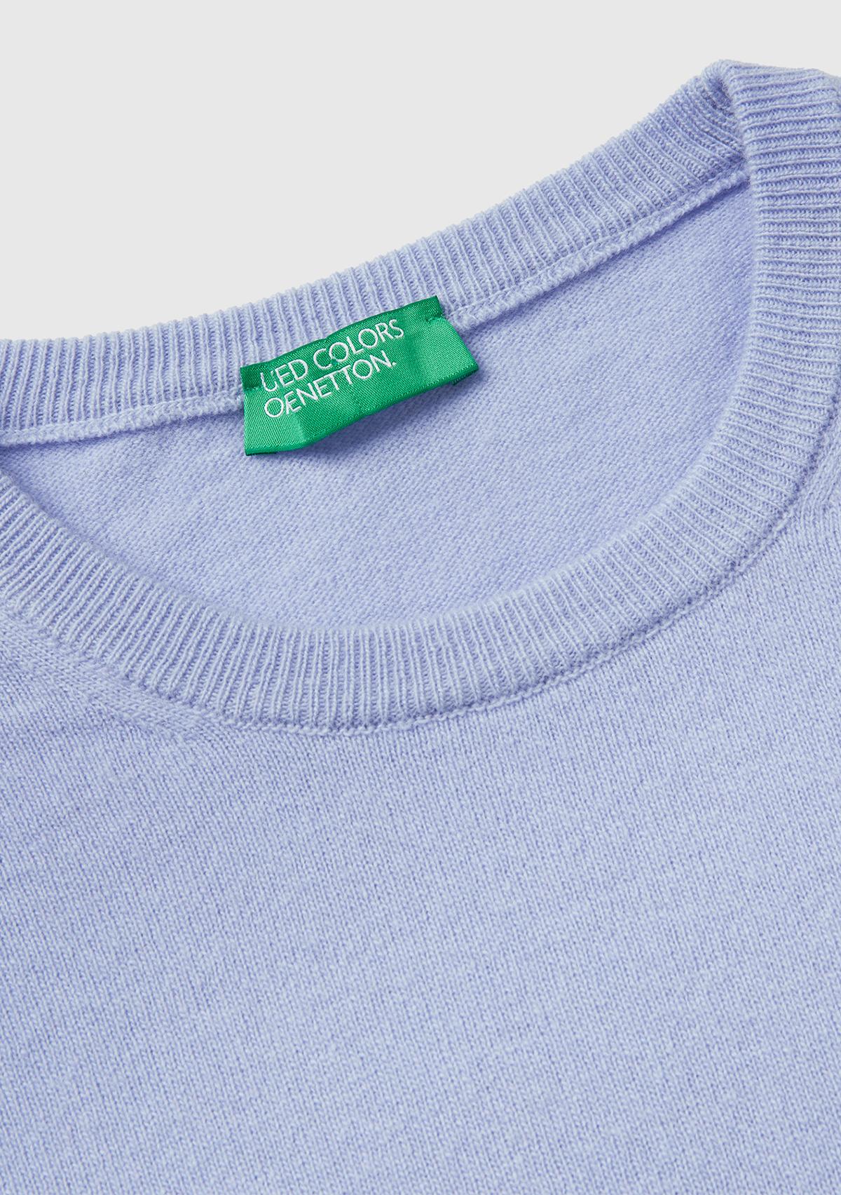 Erkek Bebek Mavisi %100 Merino Bisiklet Yaka  Kazak