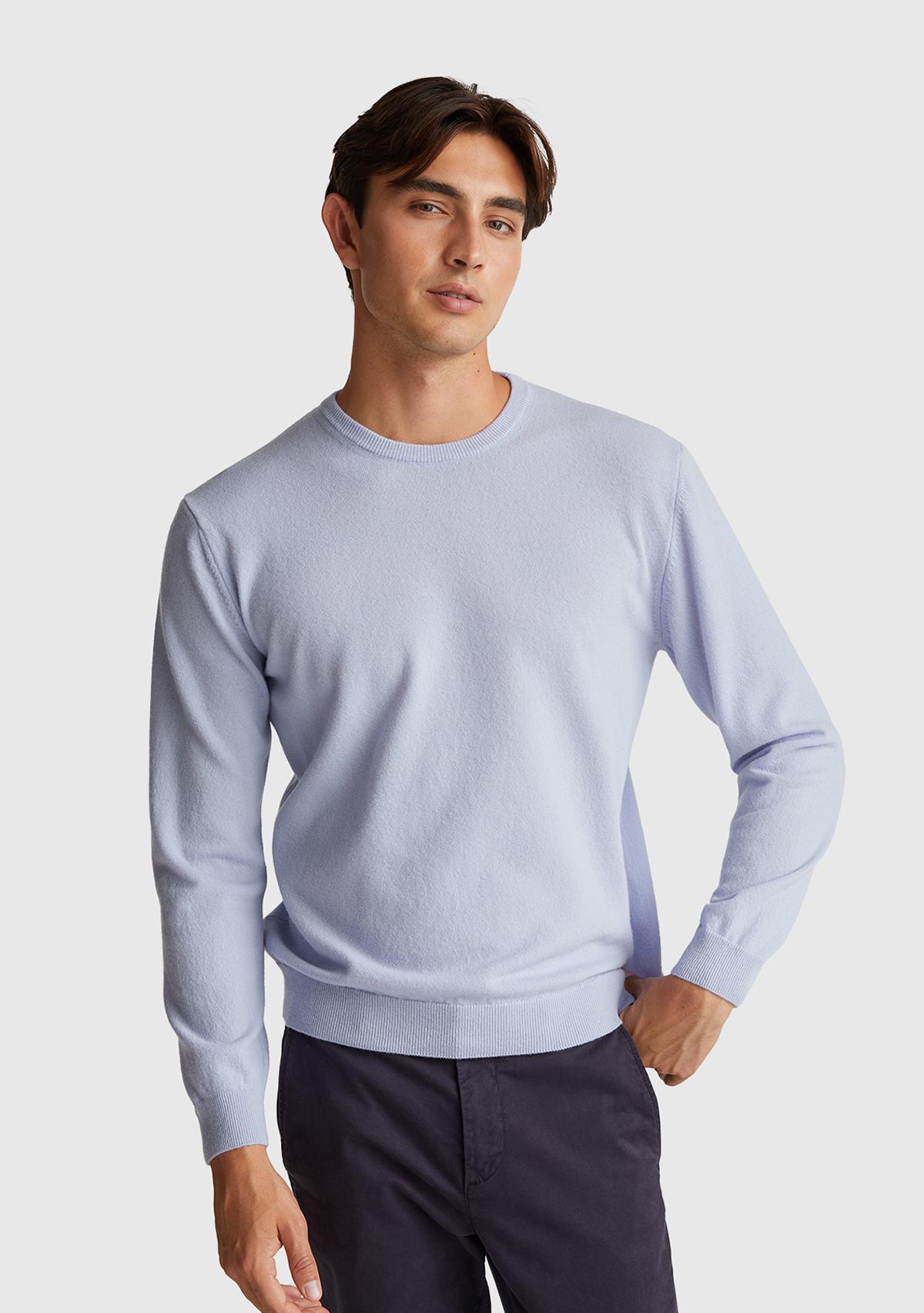 Erkek Bebek Mavisi %100 Merino Bisiklet Yaka  Kazak