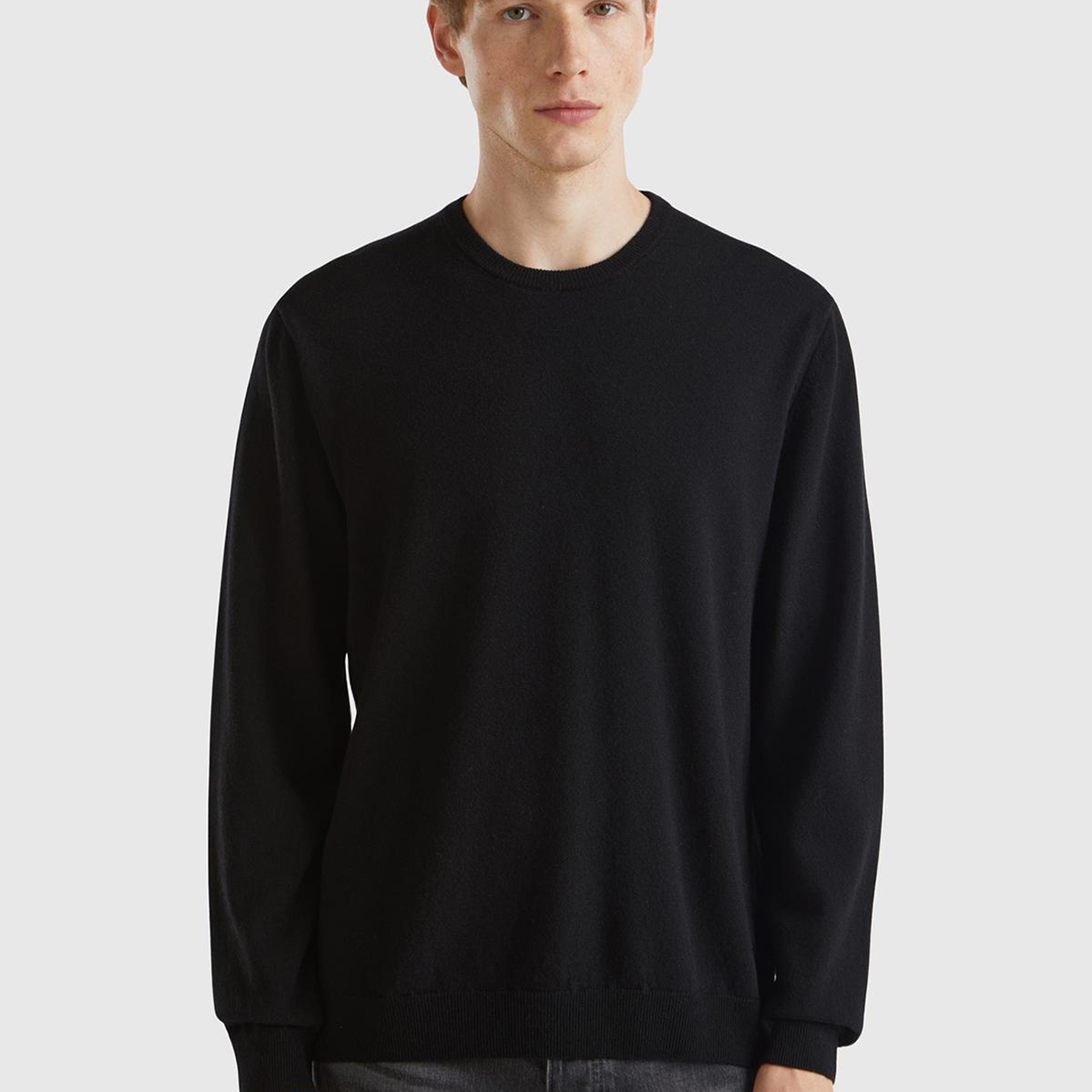 Erkek Siyah %100 Merino Bisiklet Yaka  Kazak