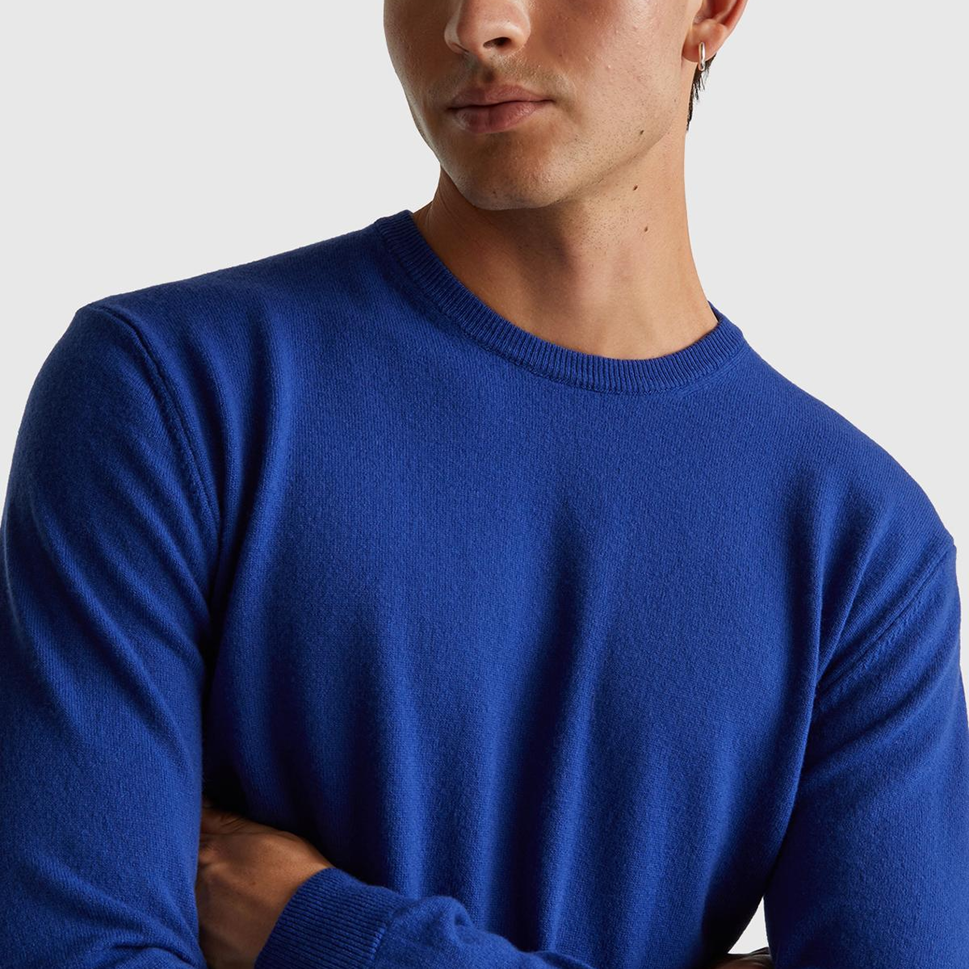 Erkek Çivit Mavi %100 Merino Bisiklet Yaka  Kazak