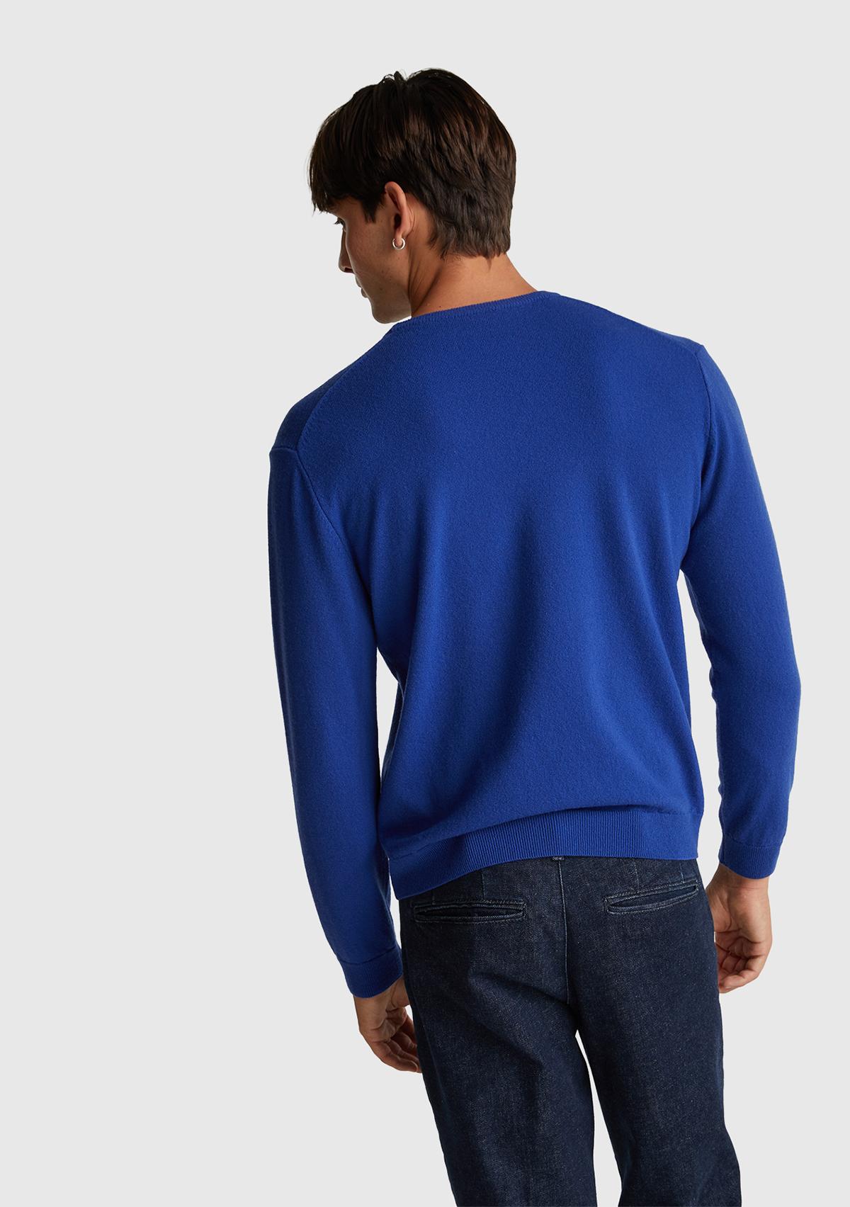 Erkek Çivit Mavi %100 Merino Bisiklet Yaka  Kazak