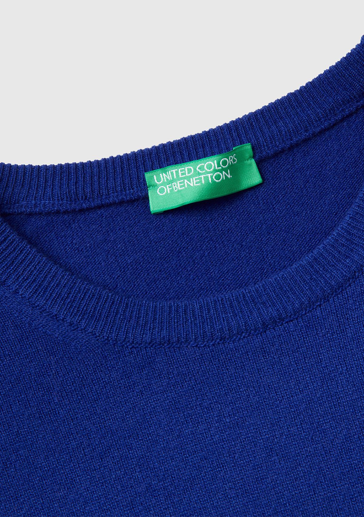 Erkek Çivit Mavi %100 Merino Bisiklet Yaka  Kazak