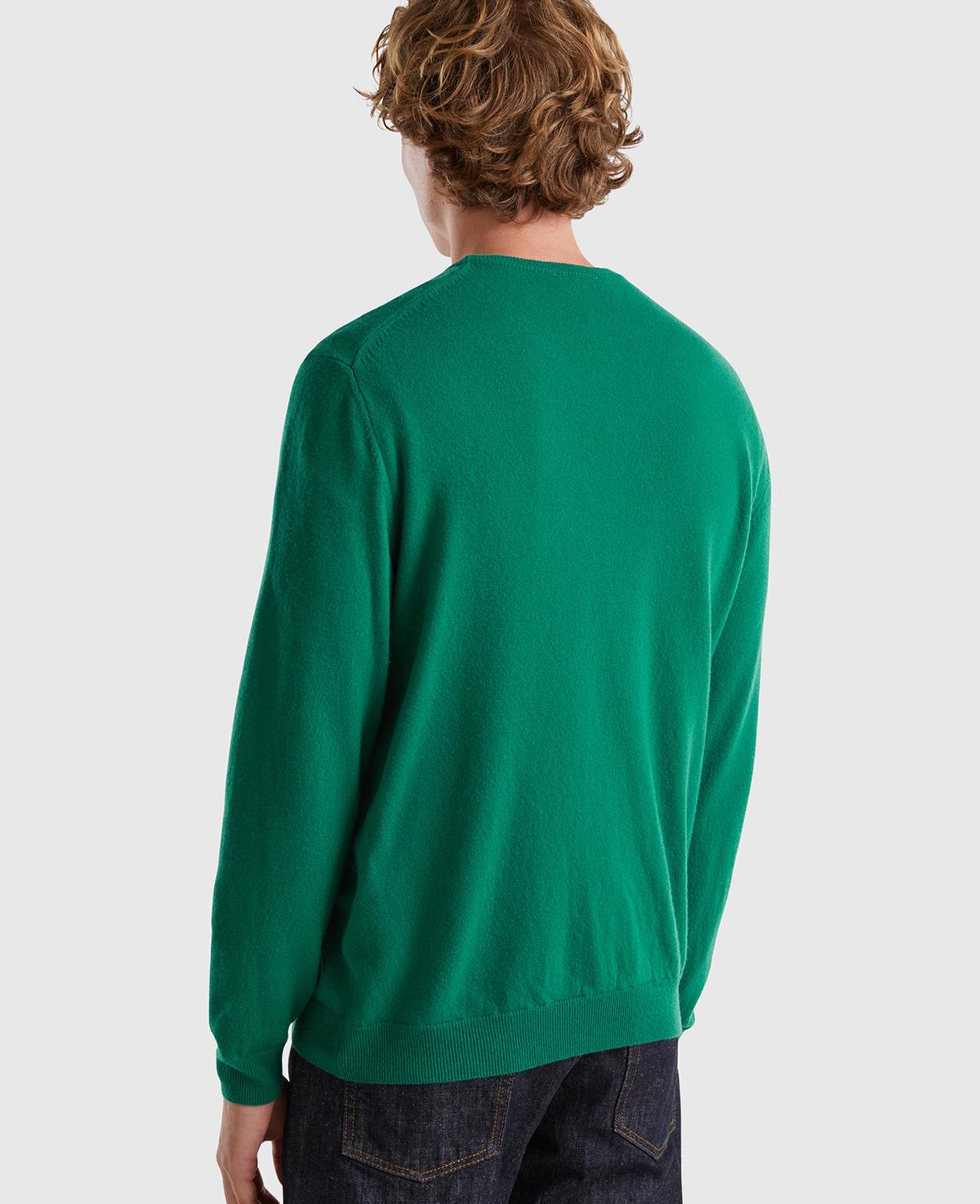 Erkek Yeşil %100 Merino Bisiklet Yaka  Kazak